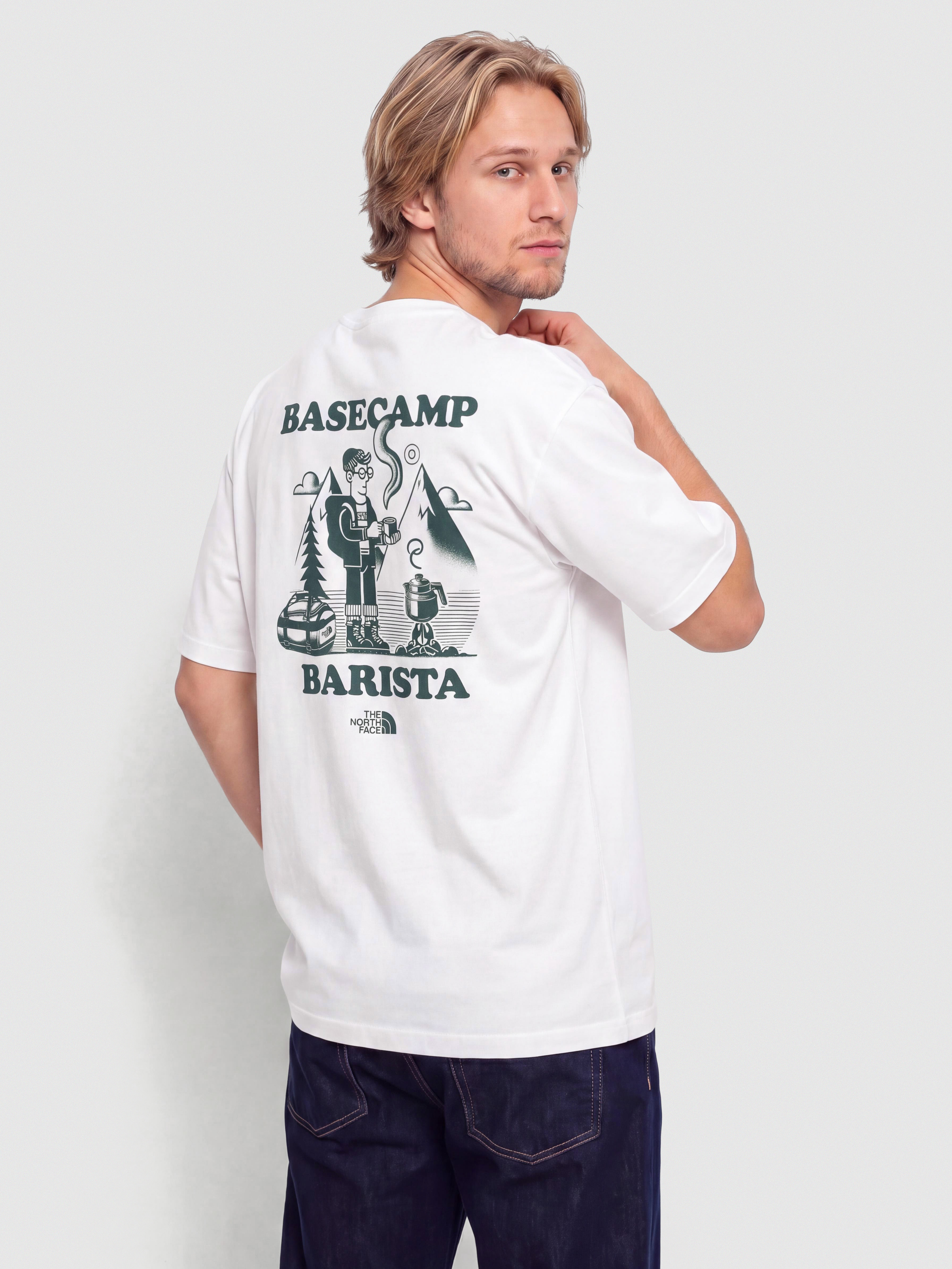 Tričko The North Face Basecamp Barista Relaxed (tnf white/pacific teal)
