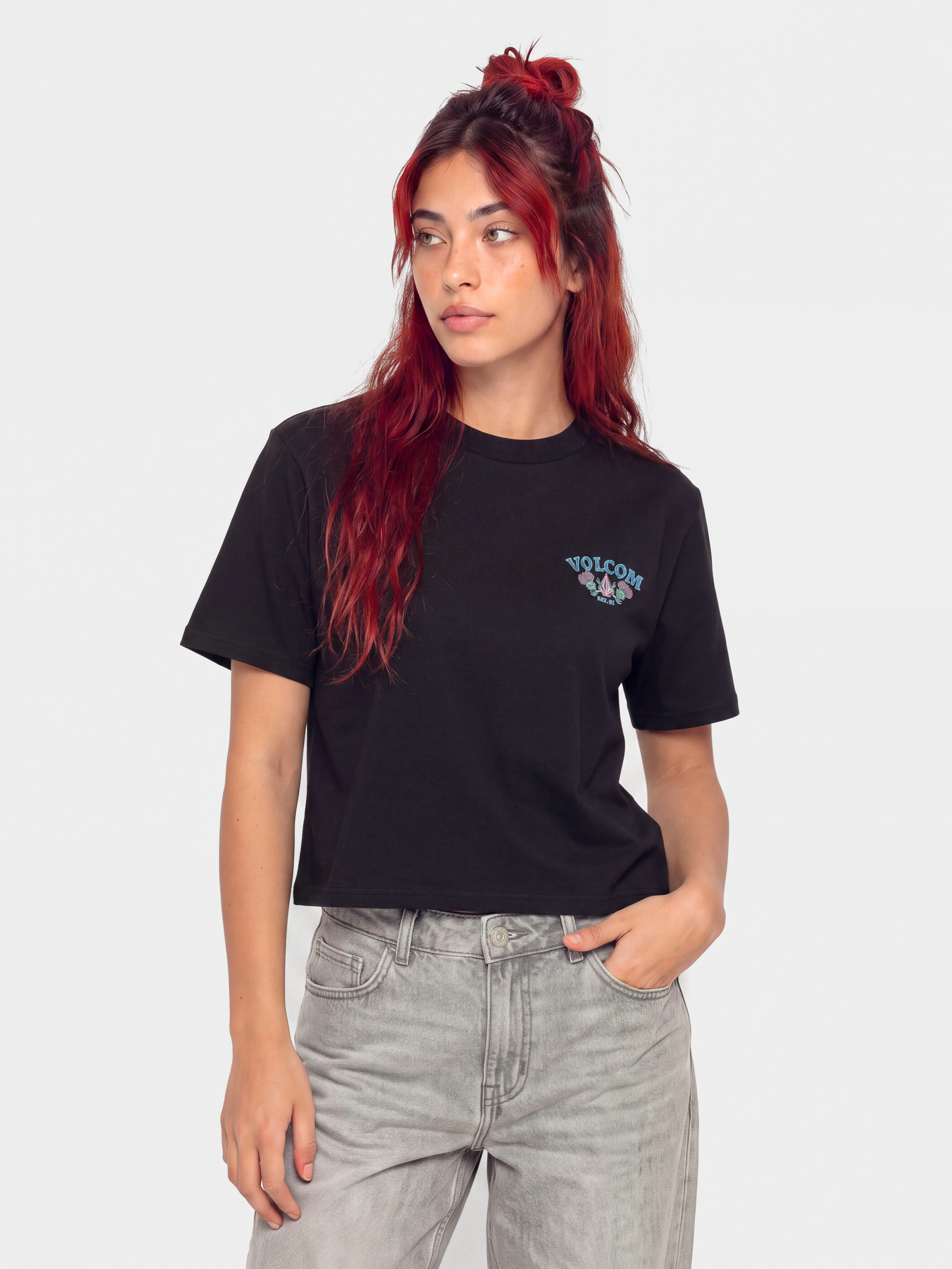 Tričko Volcom Dial Crop Wmn (black)