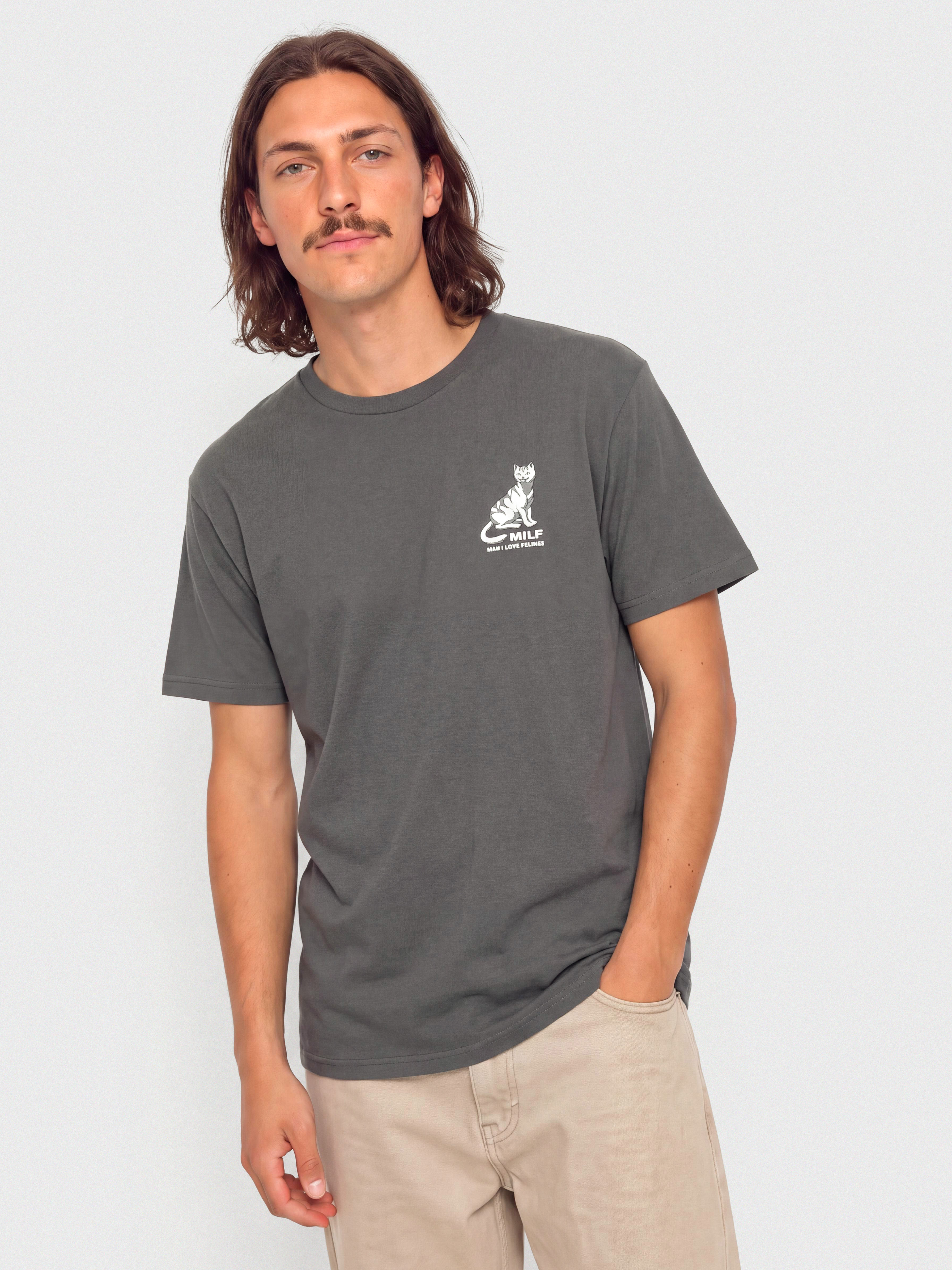 Tričko RipNDip Man I Love Felines (charcoal)