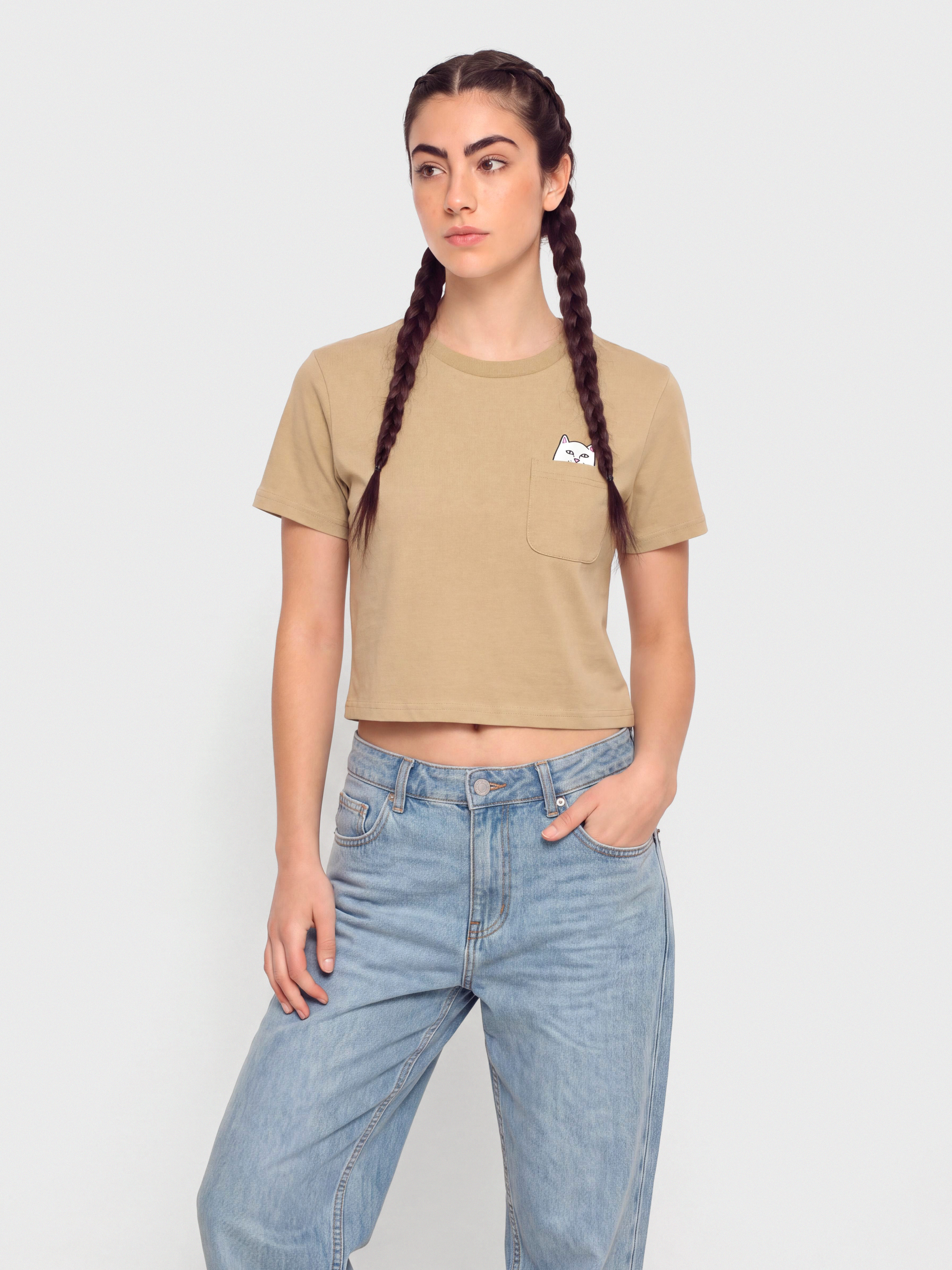 Tričko RipNDip Lord Nermal Cropped Pocket (tan)