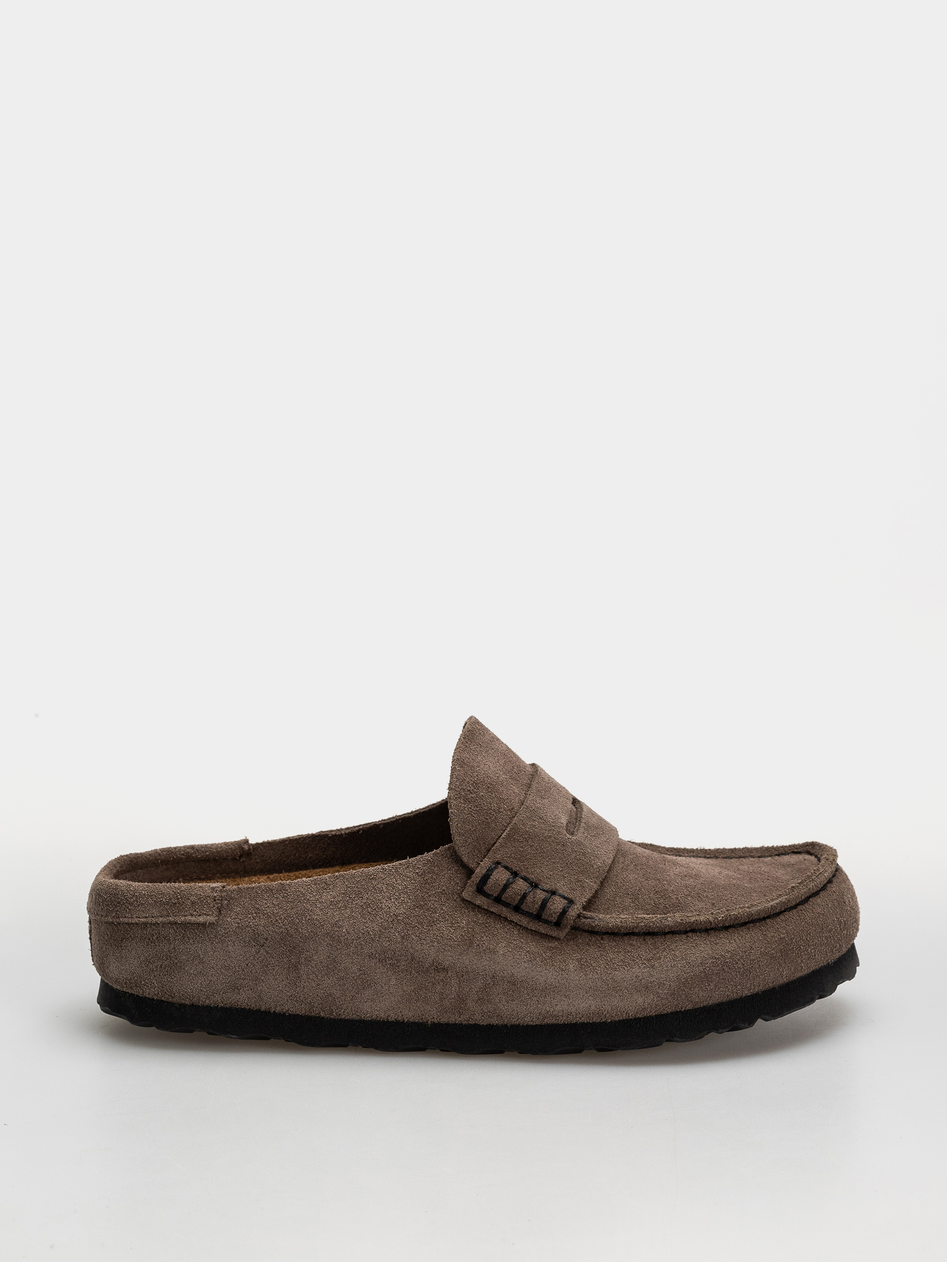 Plážovky Birkenstock Naples Wrapped Suede Leather Narrow (concrete gray)