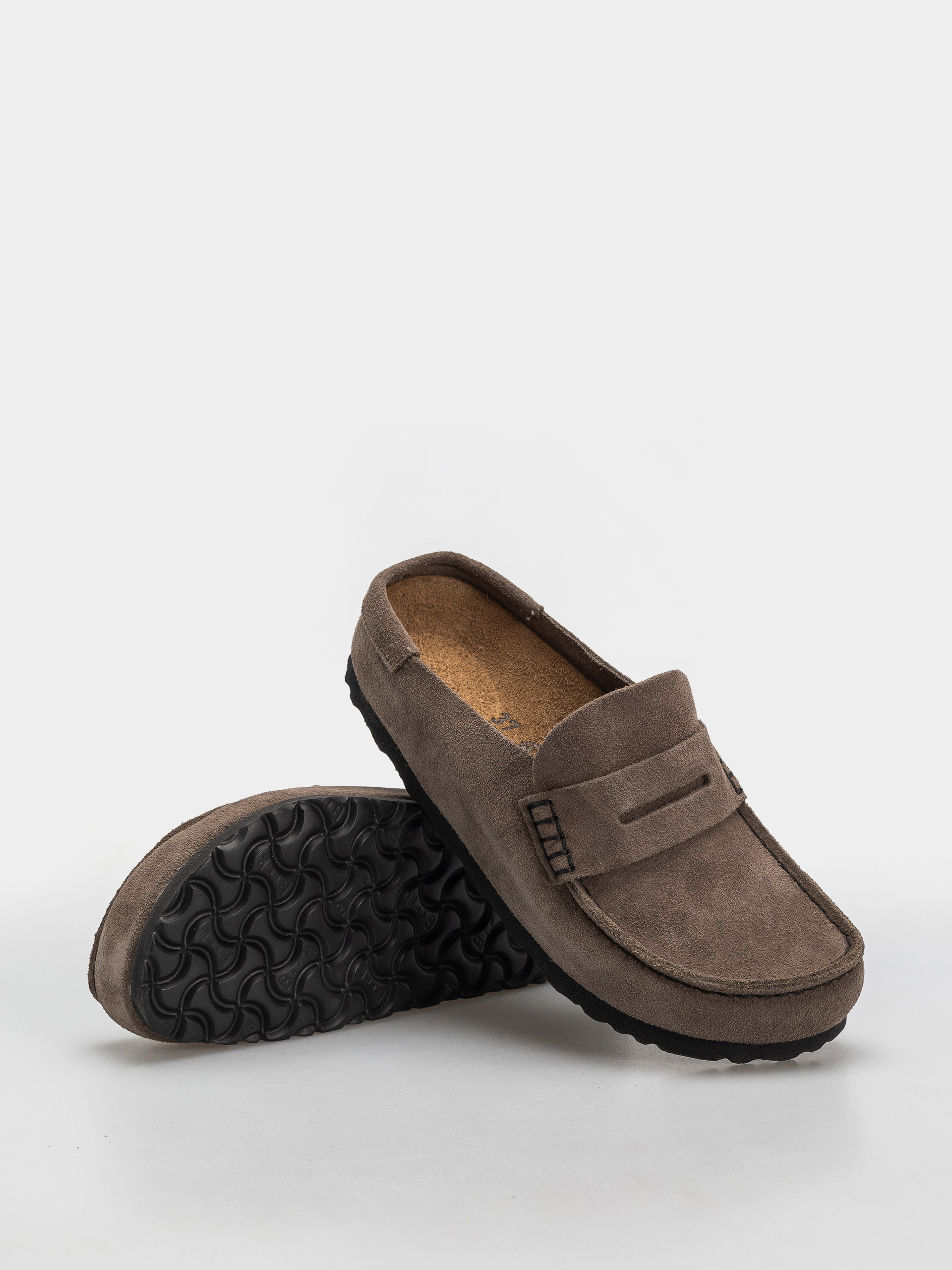 Plážovky Birkenstock Naples Wrapped Suede Leather Narrow (concrete gray)