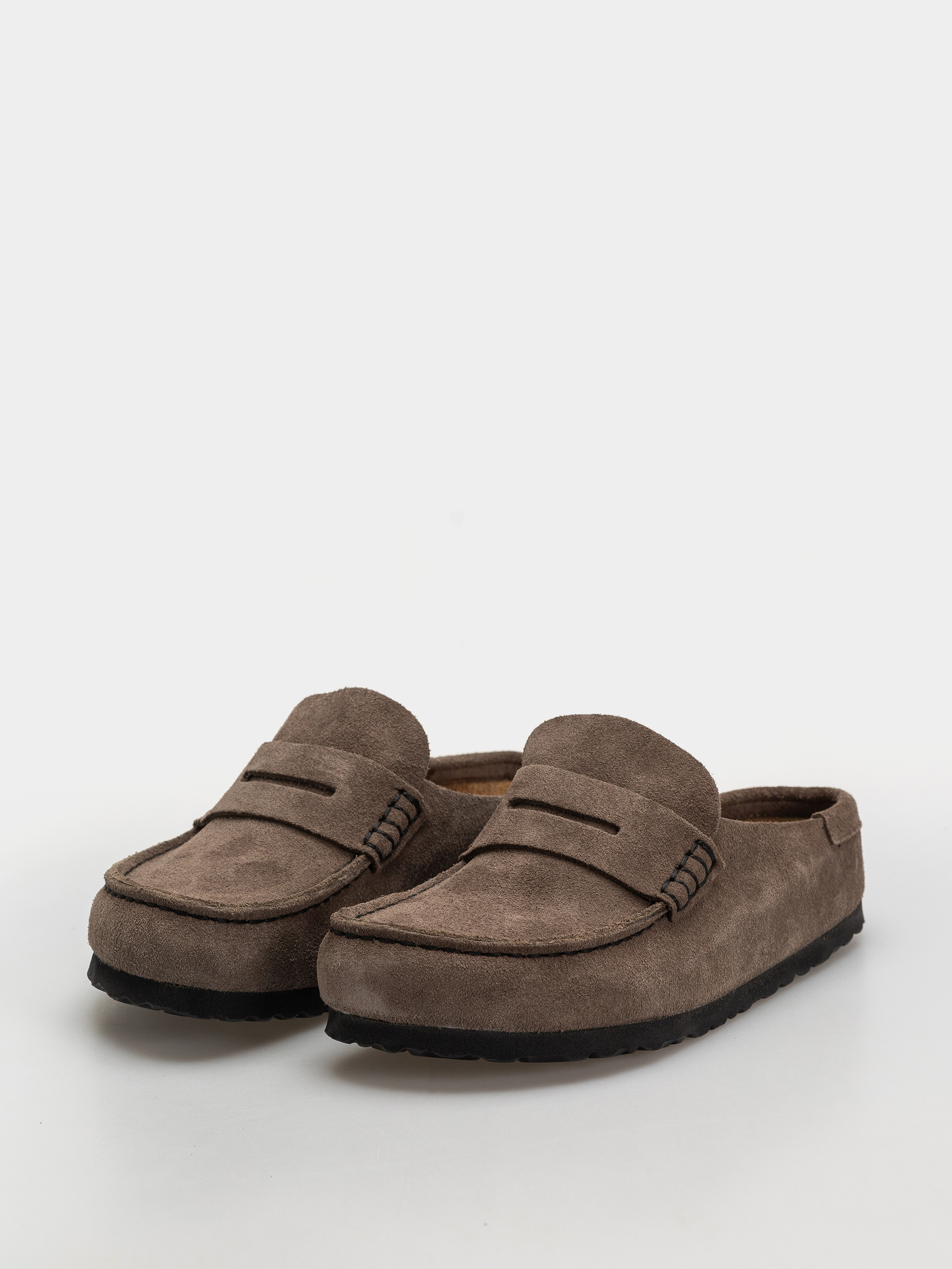Plážovky Birkenstock Naples Wrapped Suede Leather Narrow (concrete gray)