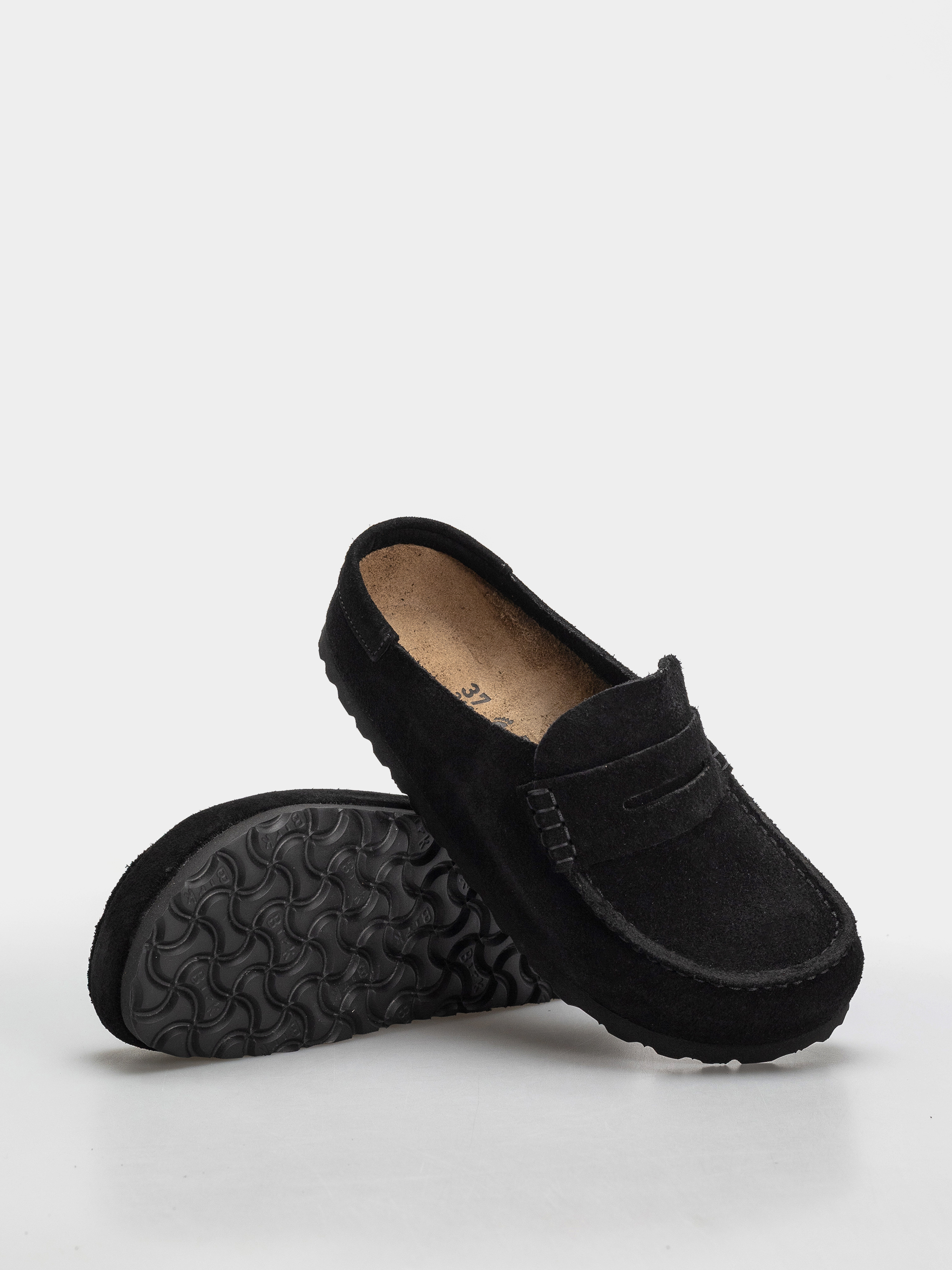 Plážovky Birkenstock Naples Wrapped Suede Leather Narrow (black)