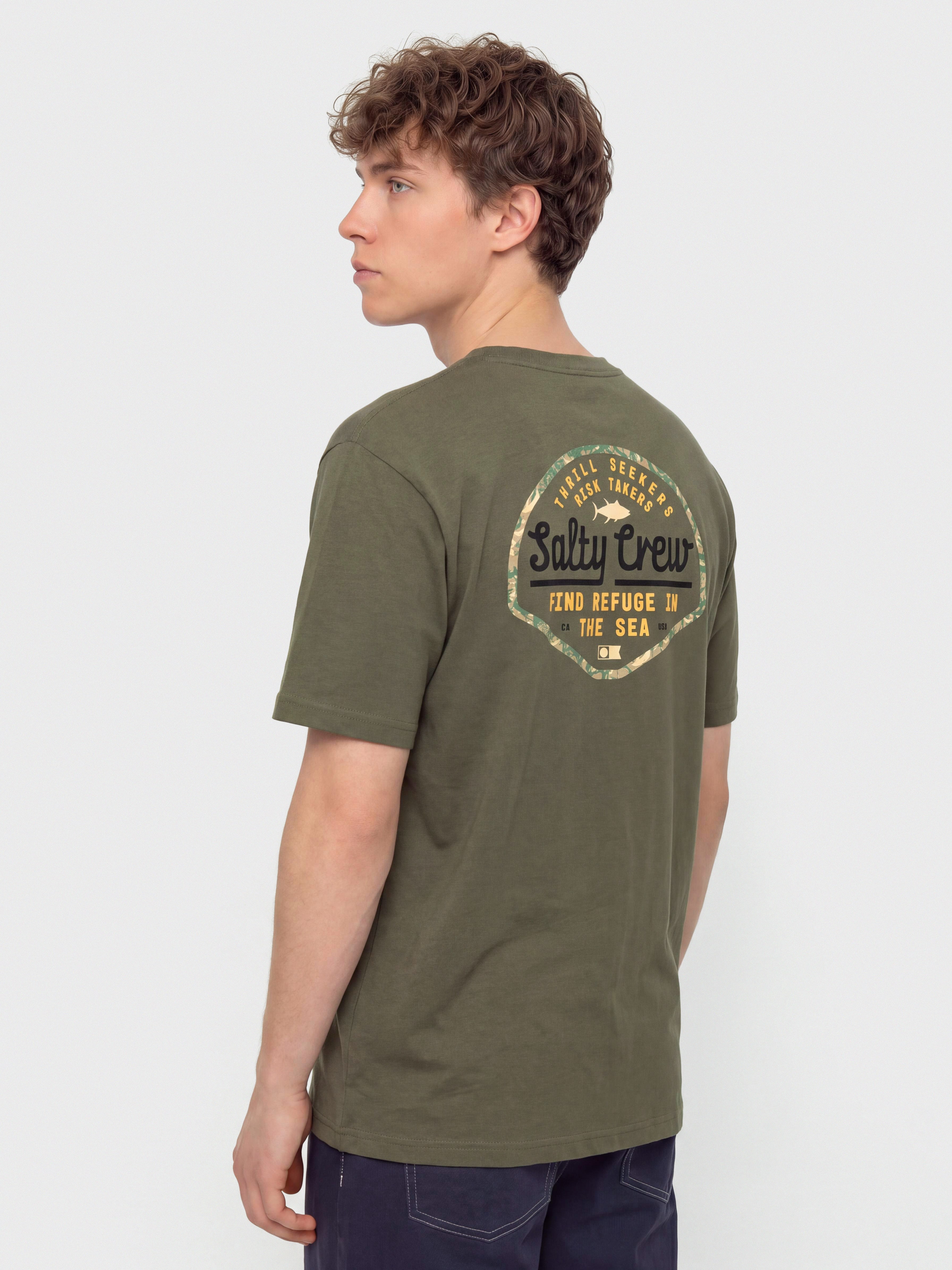 Tričko Salty Crew Border Fill Classic (dusty olive)