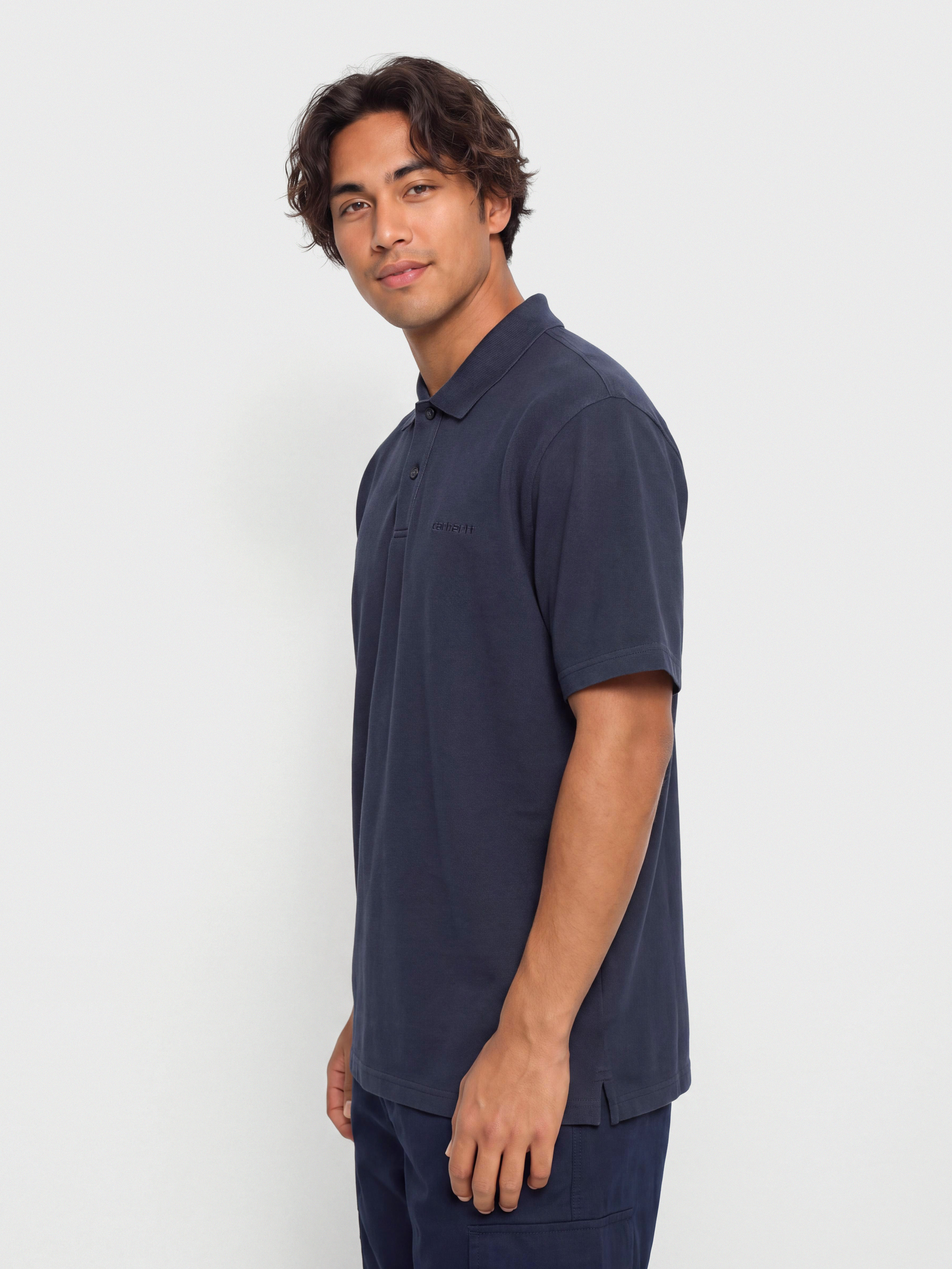 Tričko Carhartt WIP Wayne Polo (dark navy/garment dyed)