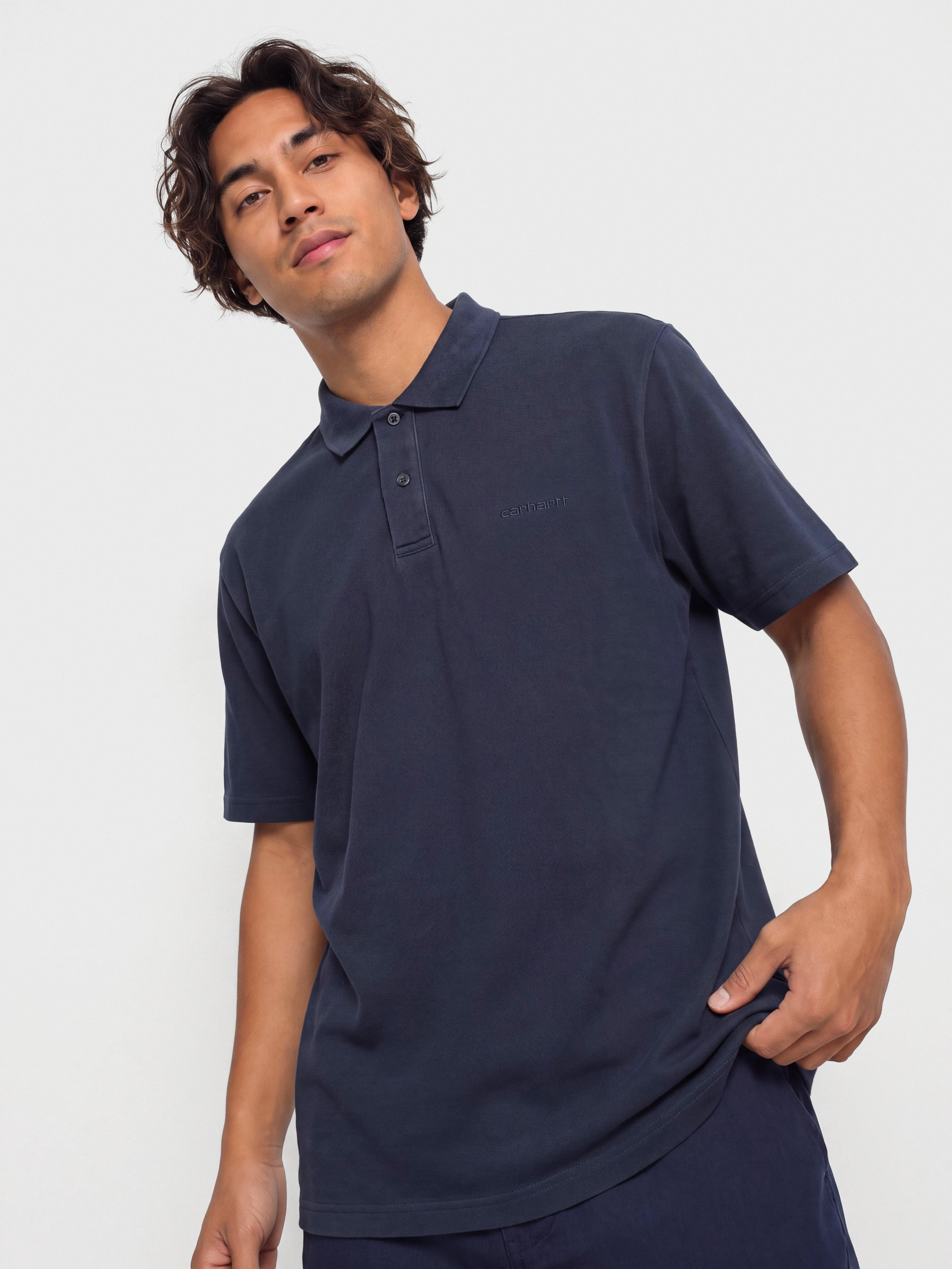 Tričko Carhartt WIP Wayne Polo (dark navy/garment dyed)