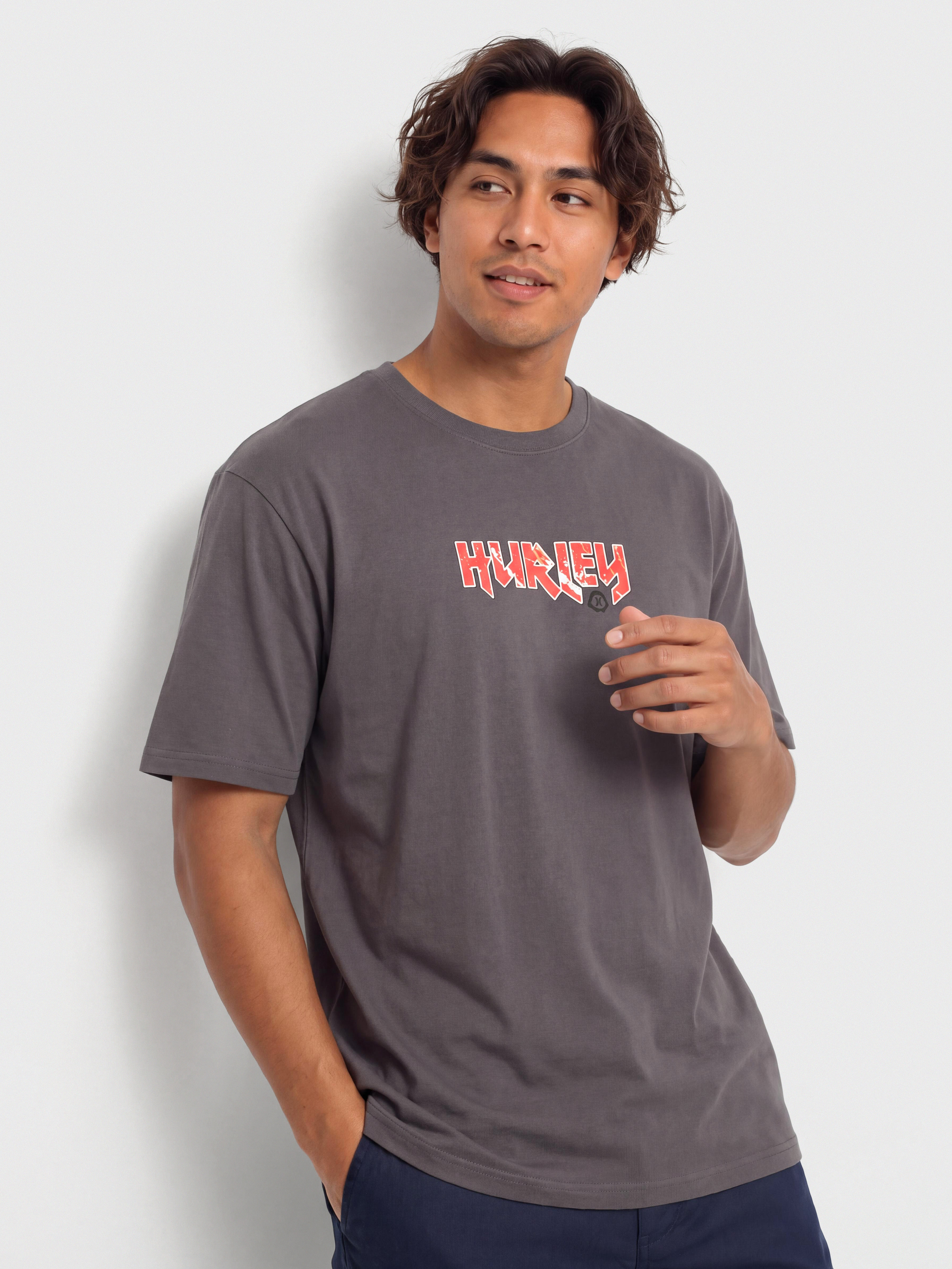 Tričko Hurley Wave Addiction (dark stone grey)