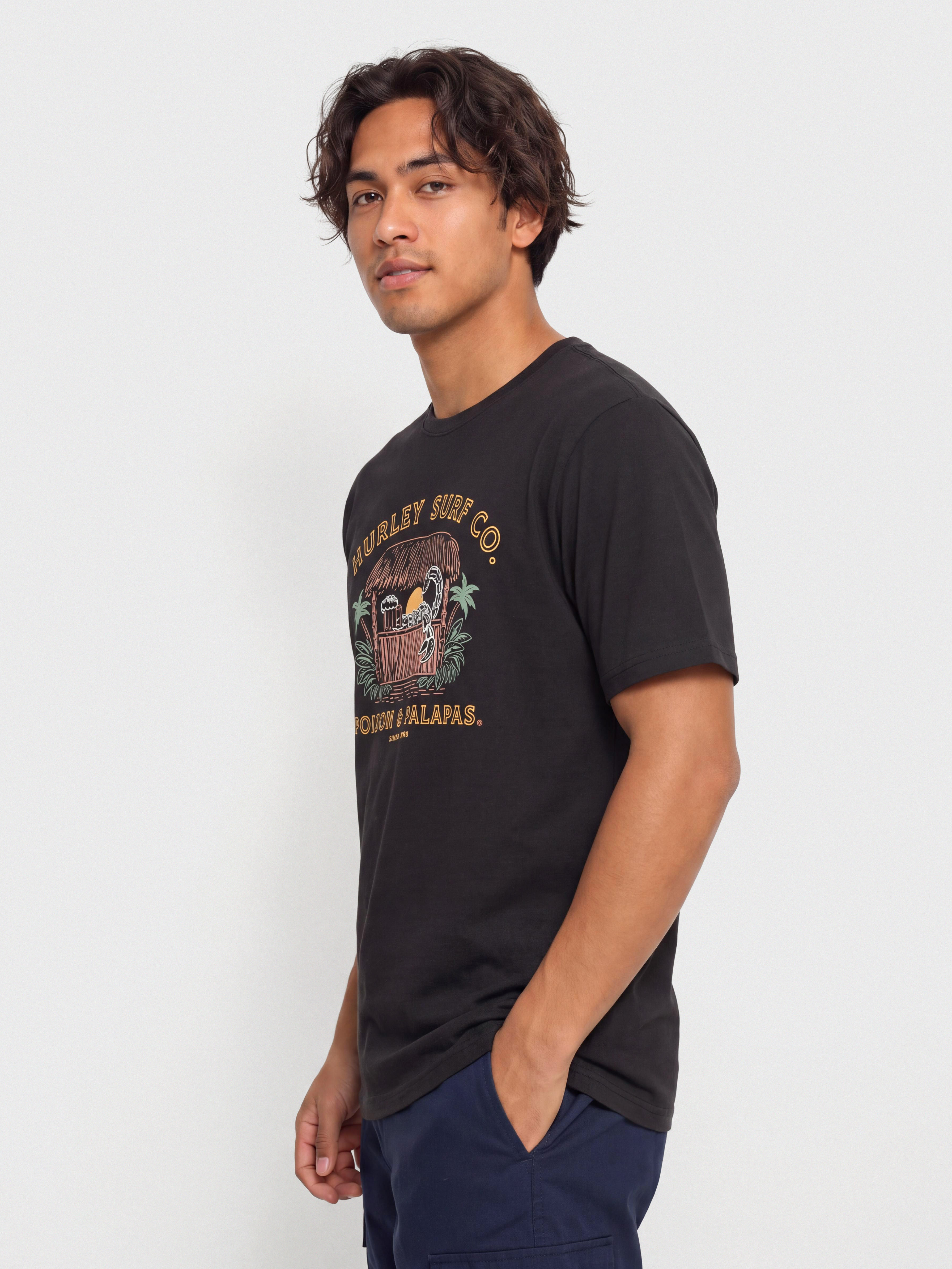 Tričko Hurley Poison And Palapas Slub (black)