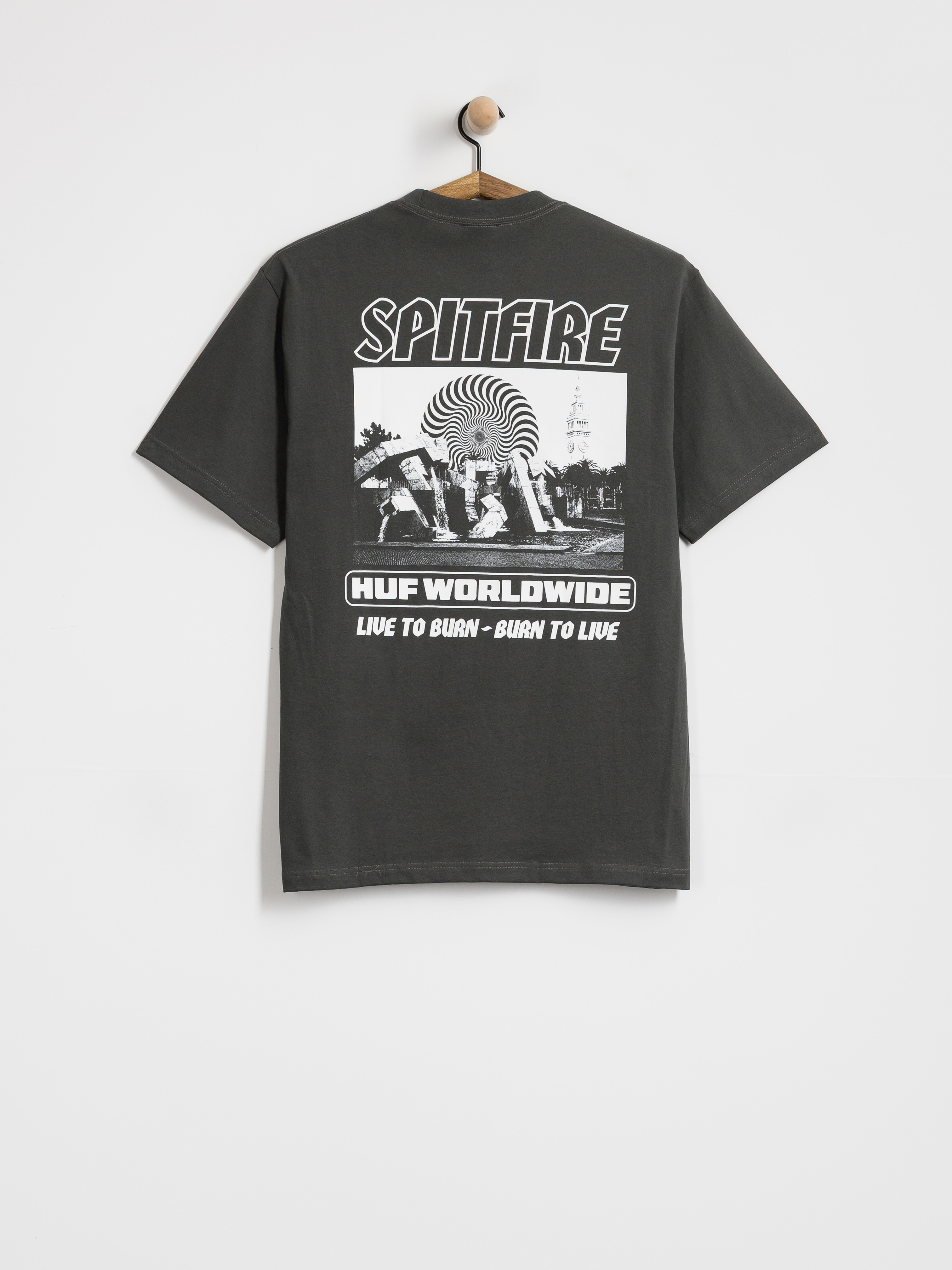 Tričko HUF X Spitfire Burn (washed black)