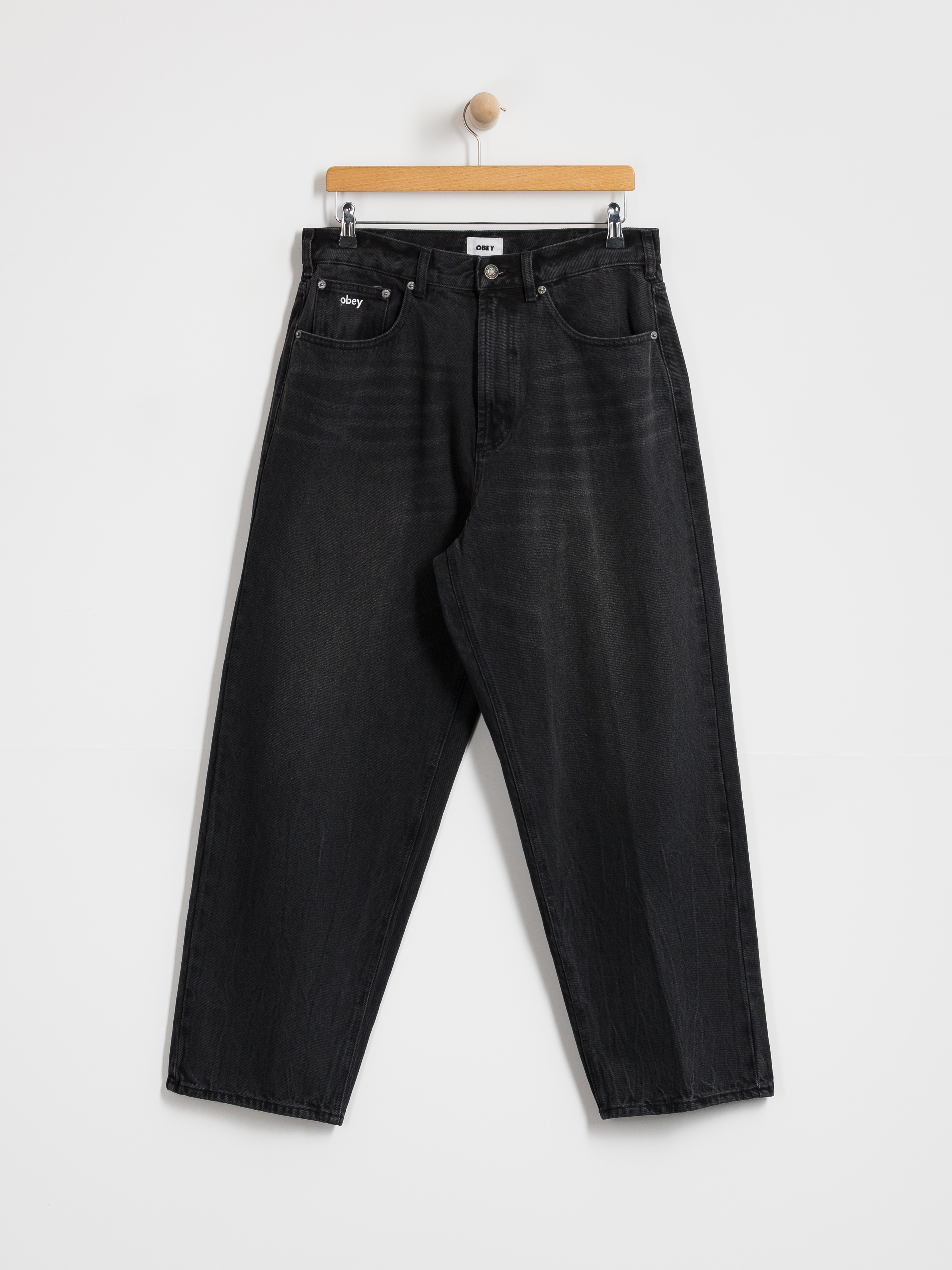 Kalhoty OBEY Bigwig Baggy Denim (heavy vintage black)
