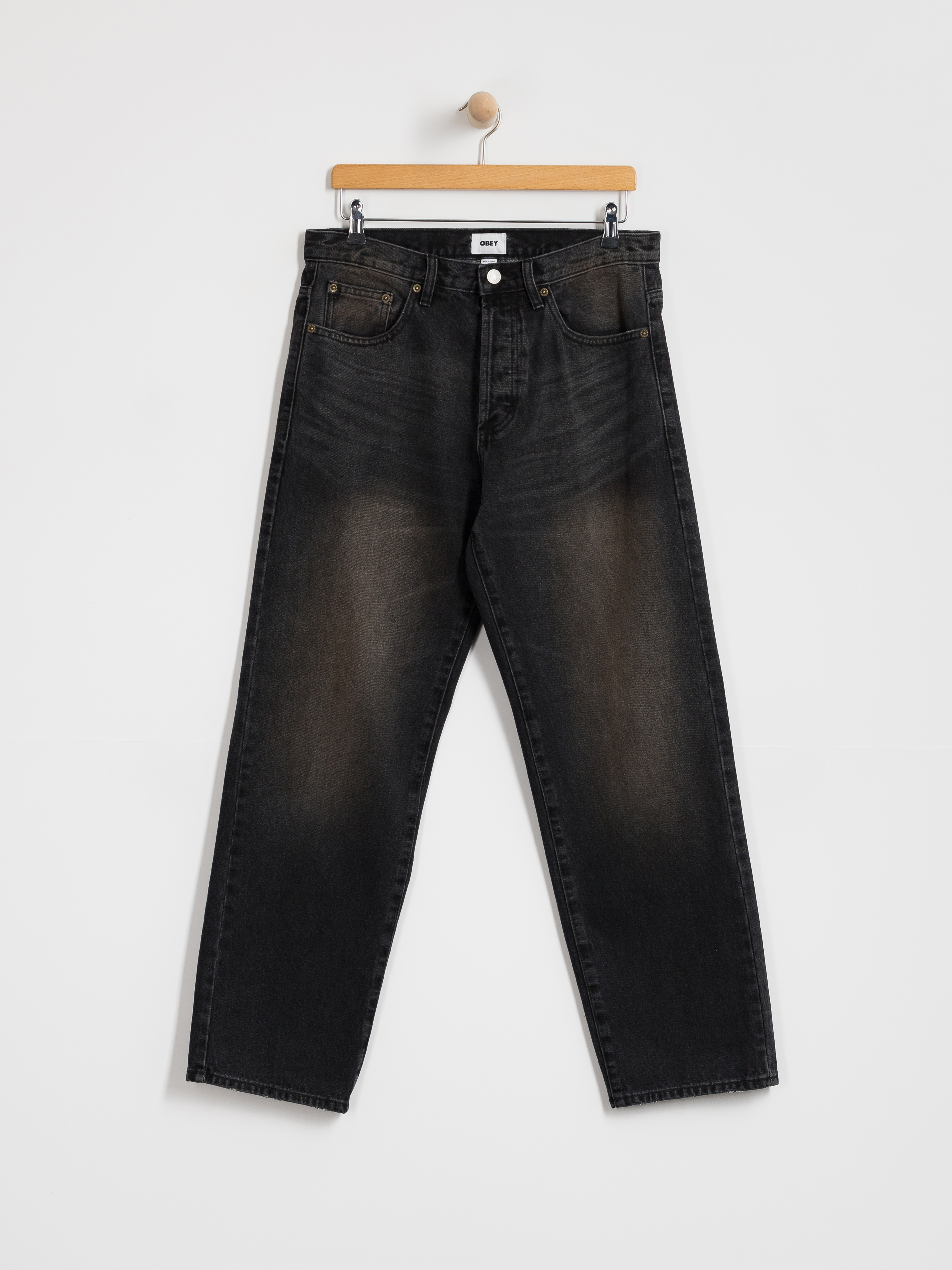 Kalhoty OBEY Boxcar Straight Denim (oxidized black)