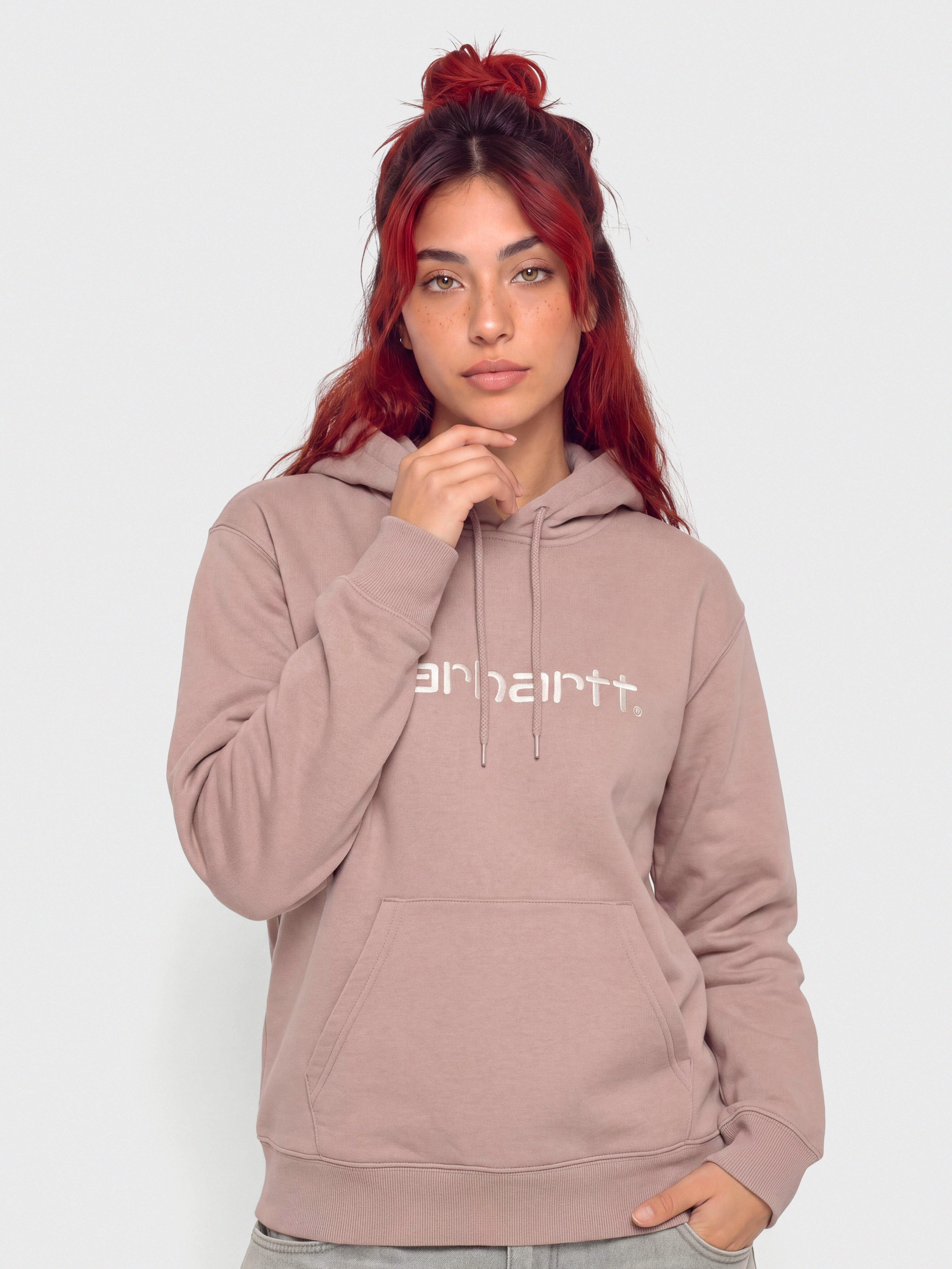 Mikina s kapucí Carhartt WIP Carhartt HD Wmn (gentle pink/cinnerus)