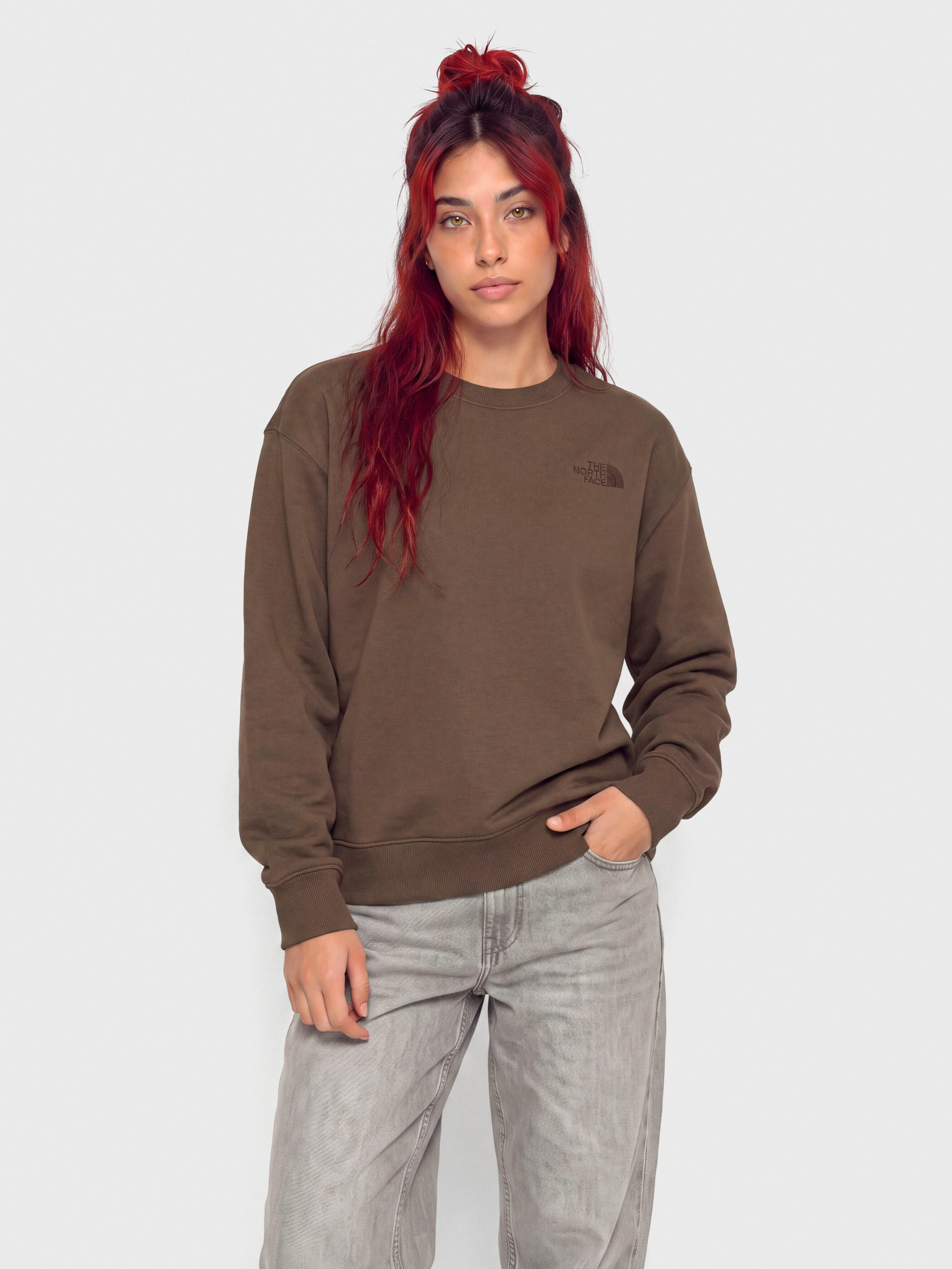 Mikina The North Face Essential Simple Dome Boxy Wmn (smokey brown)