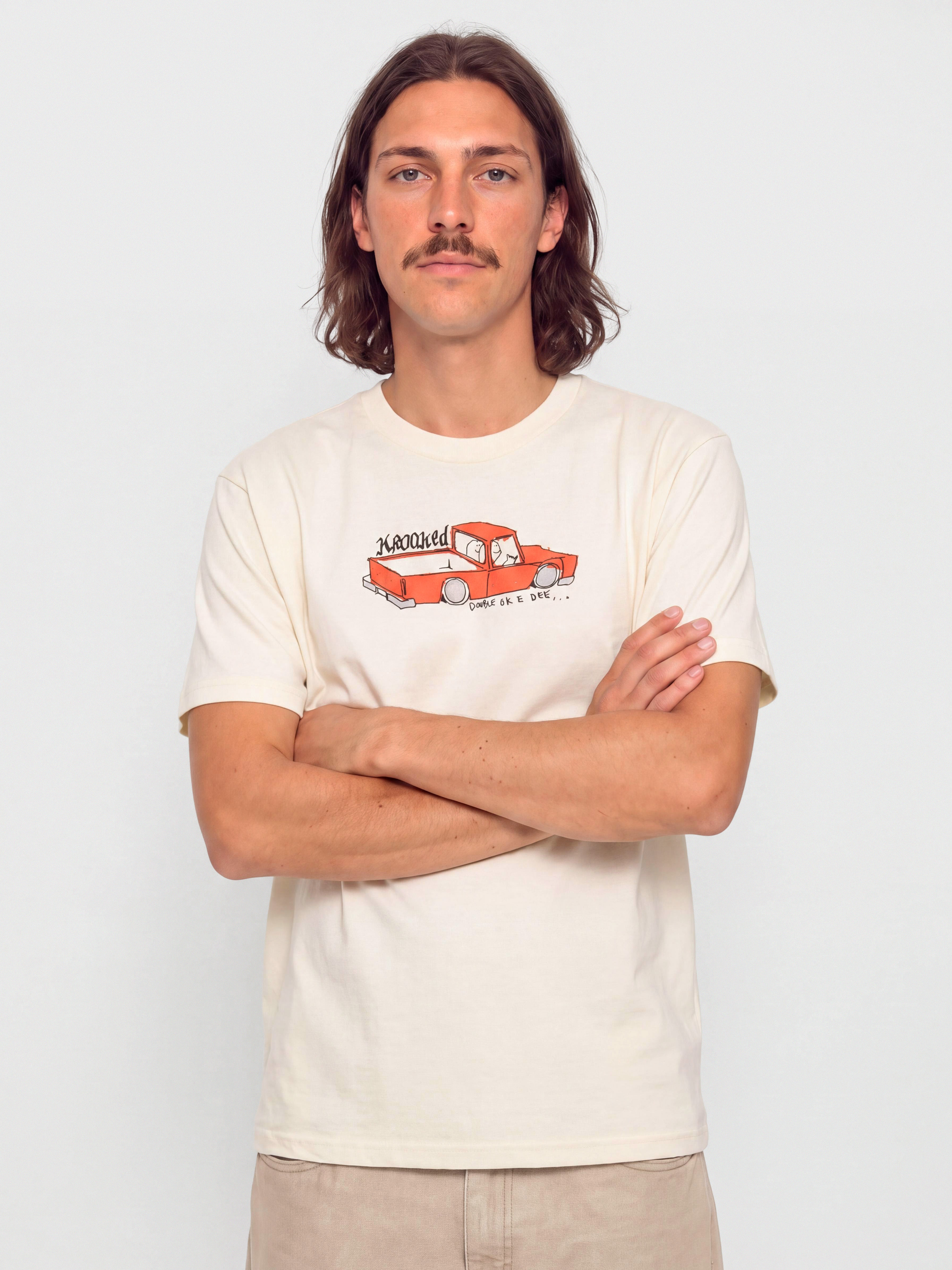 Tričko Krooked Double Ok (cream w/multi color print)