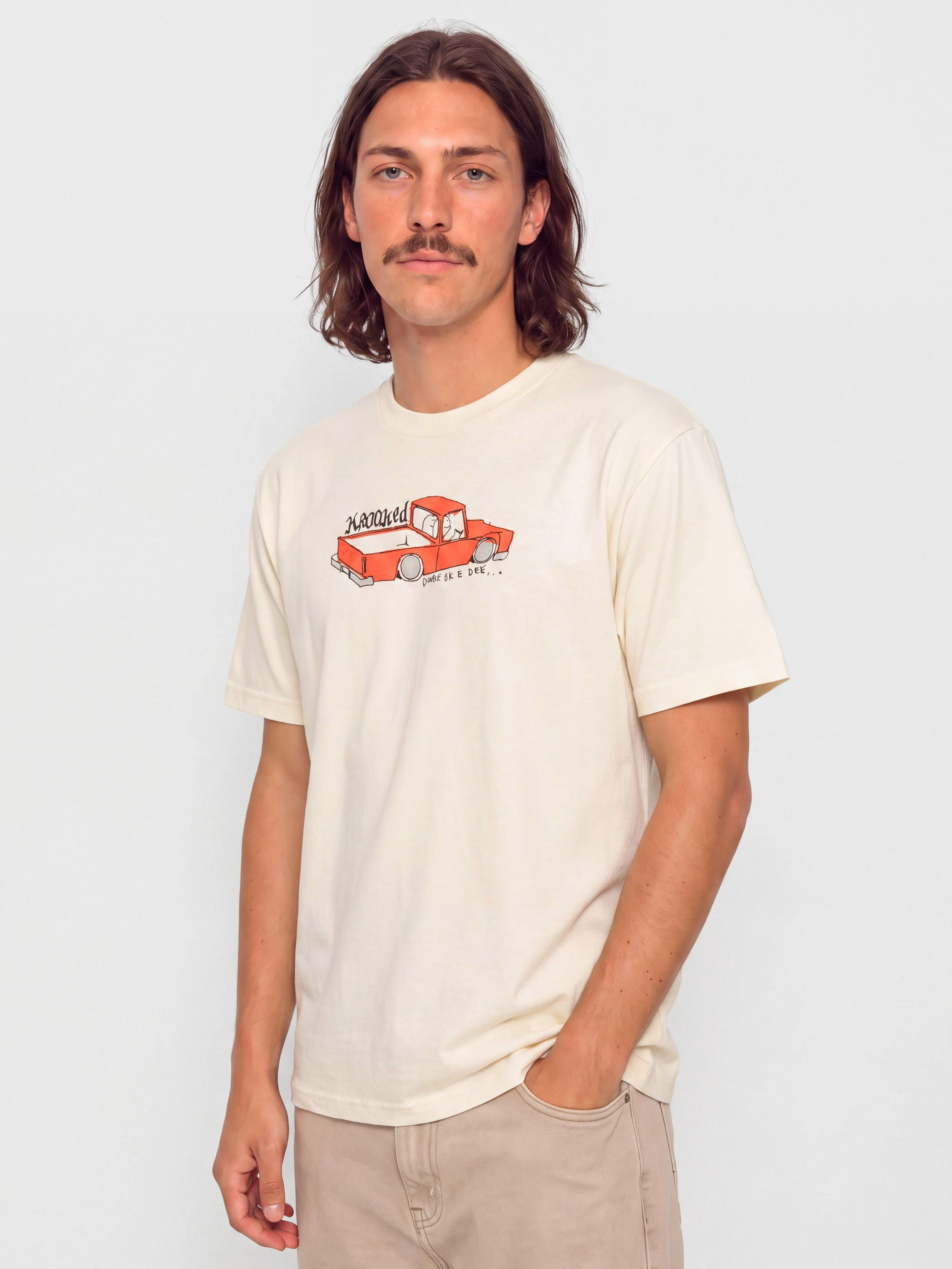 Tričko Krooked Double Ok (cream w/multi color print)