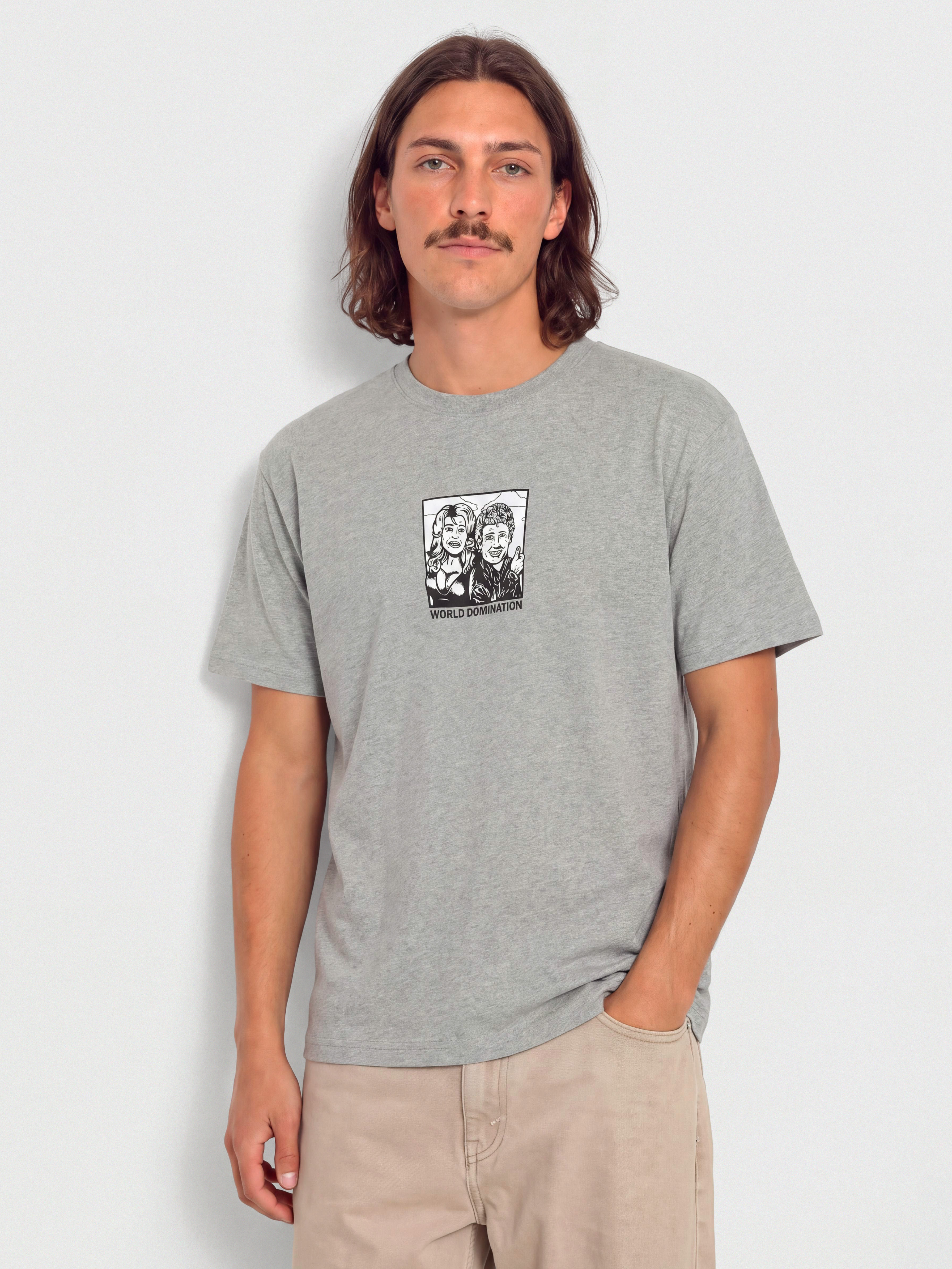 Tričko Polar Skate World Domination (heather grey)