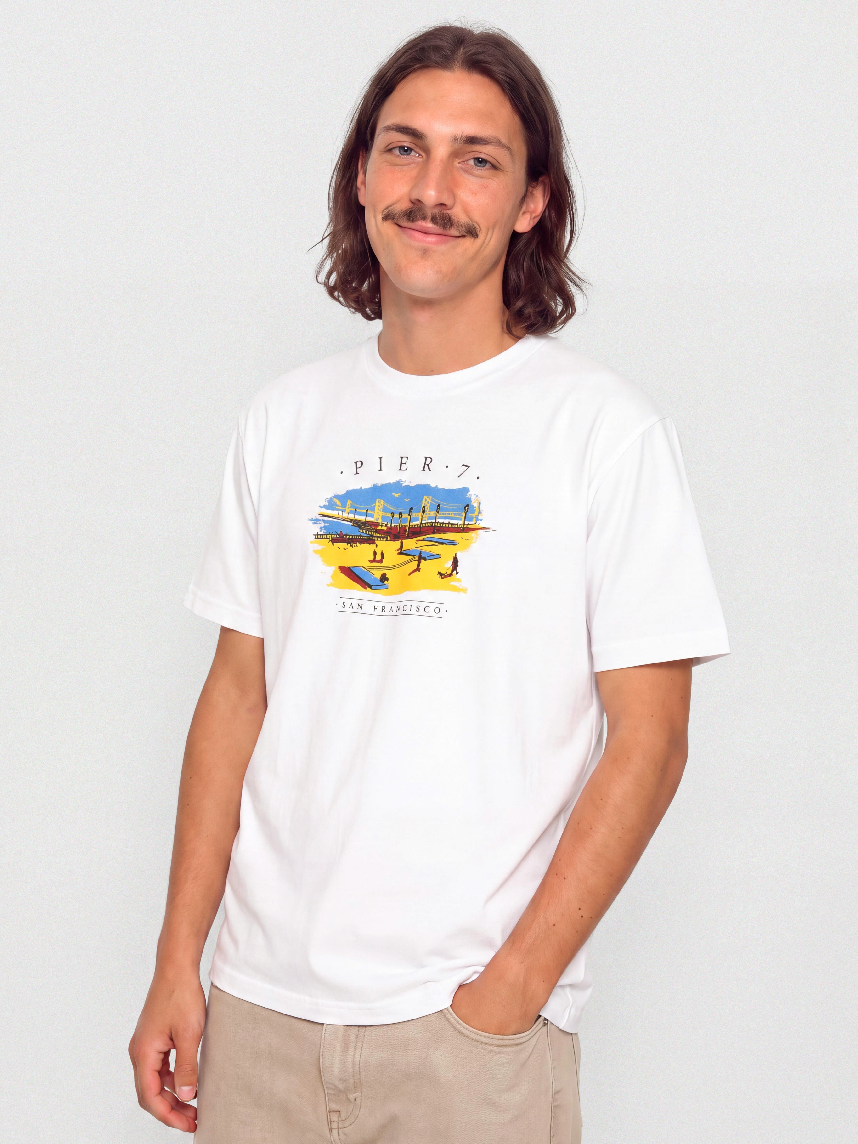 Tričko Real Pier 7 (white w/multi color print)