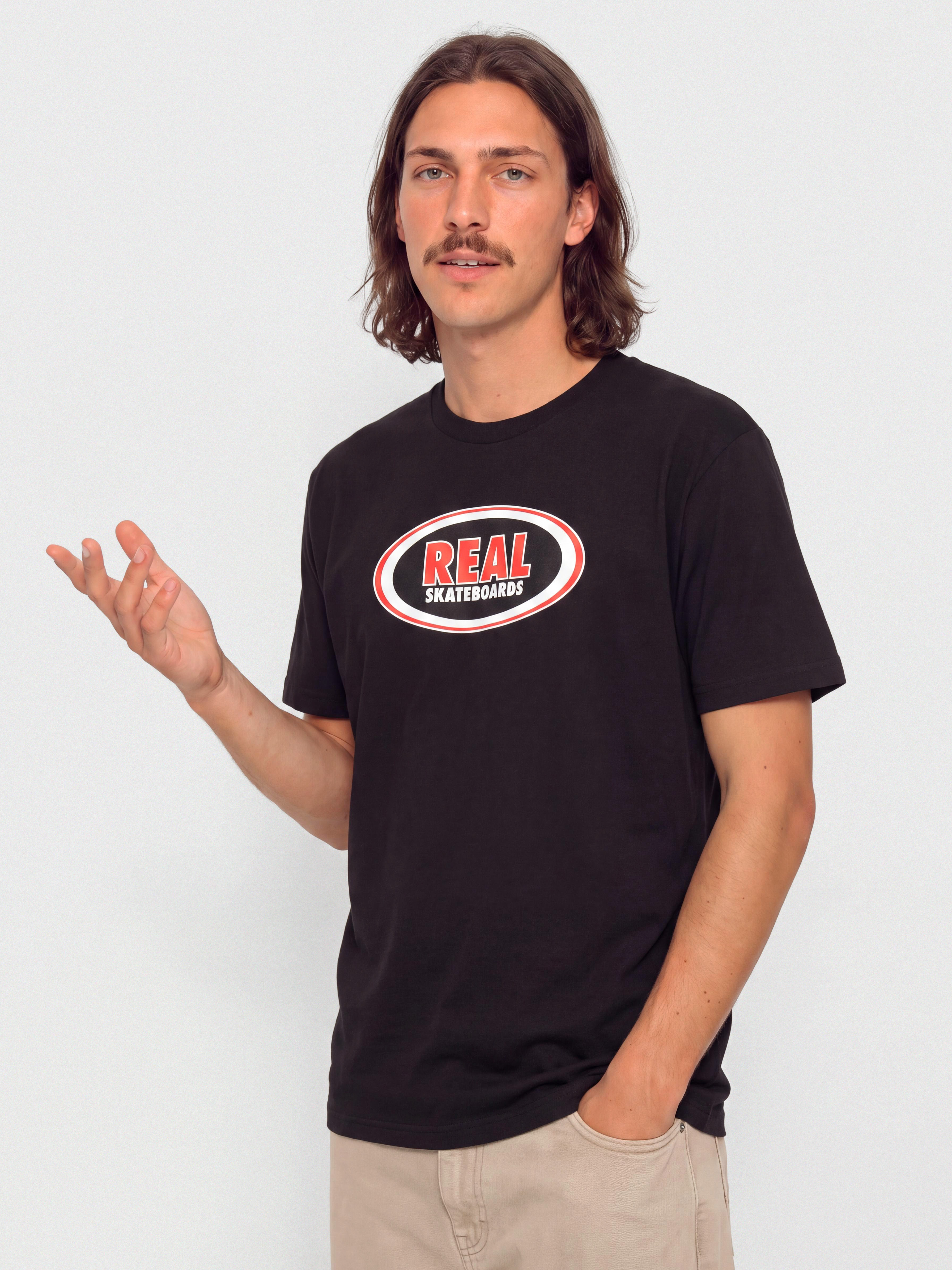 Tričko Real Oval (black w/red white black print)