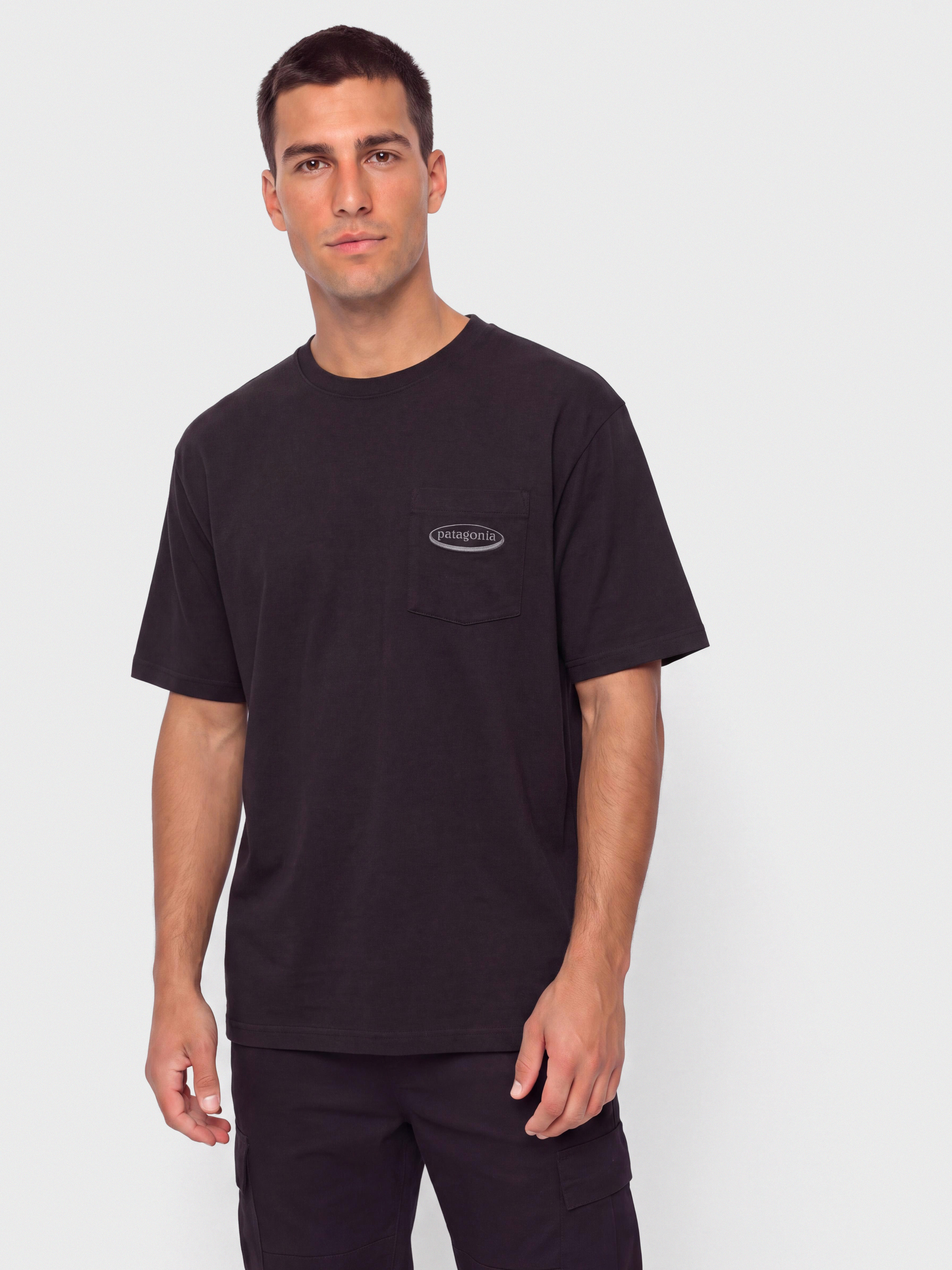 Tričko Patagonia Midweight '95 Oval Logo Pocket (black)