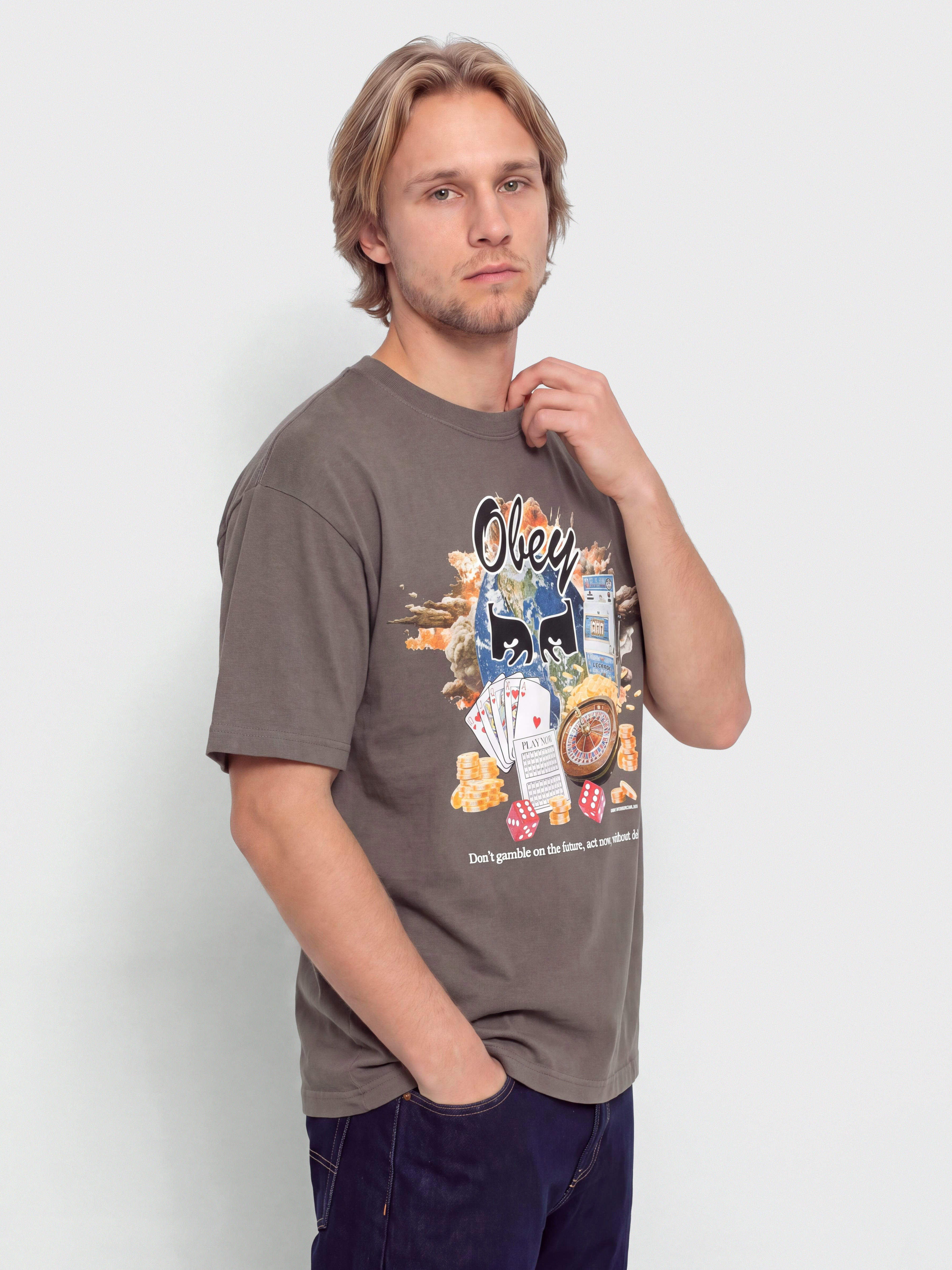 Tričko OBEY Obey Act Now (pigment dusty black)