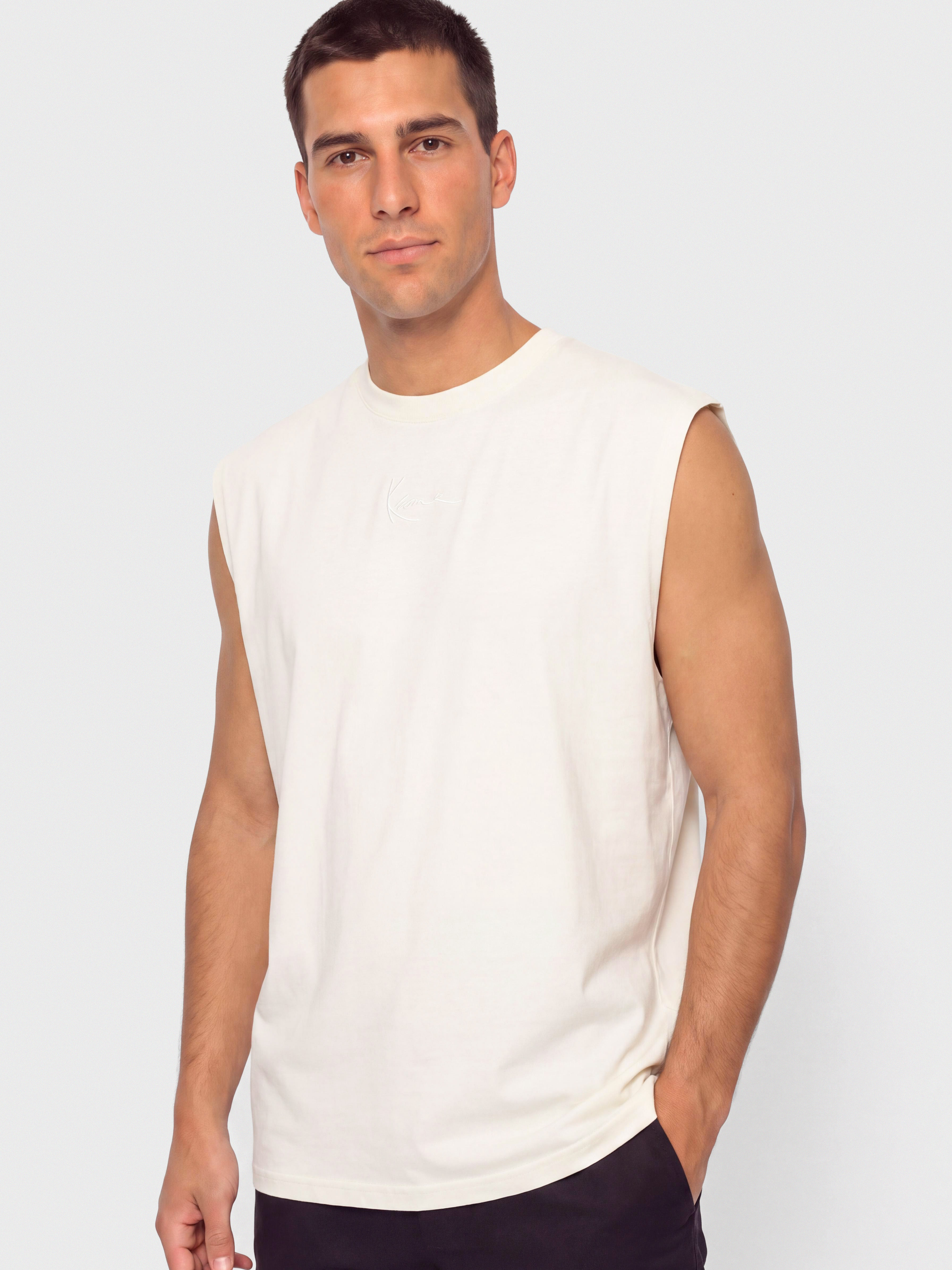 Tričko Karl Kani Small Signature Essential Sleeveless (off white)