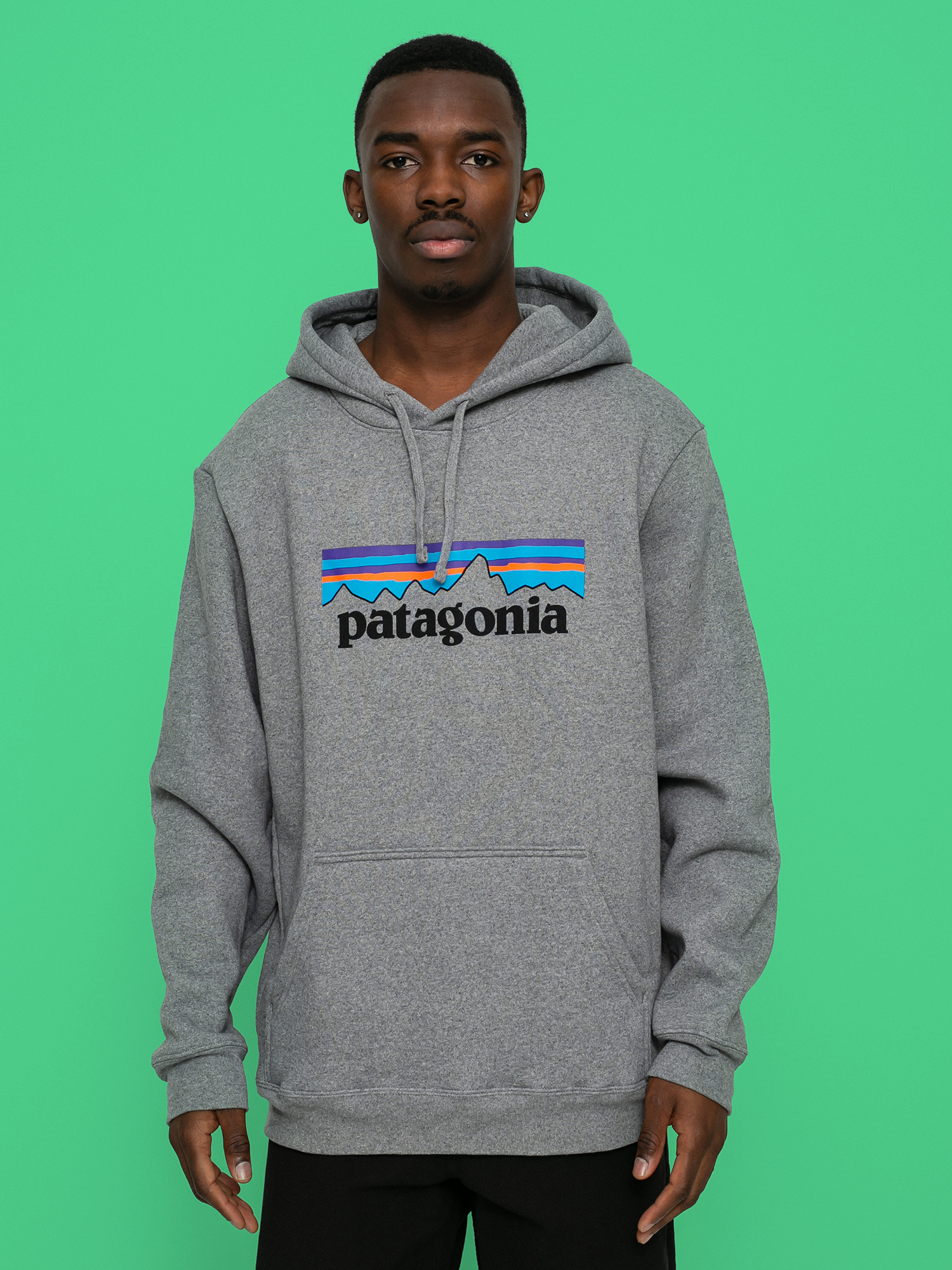 Mikina s kapucí Patagonia Logo Uprisal HD (gravel heather)