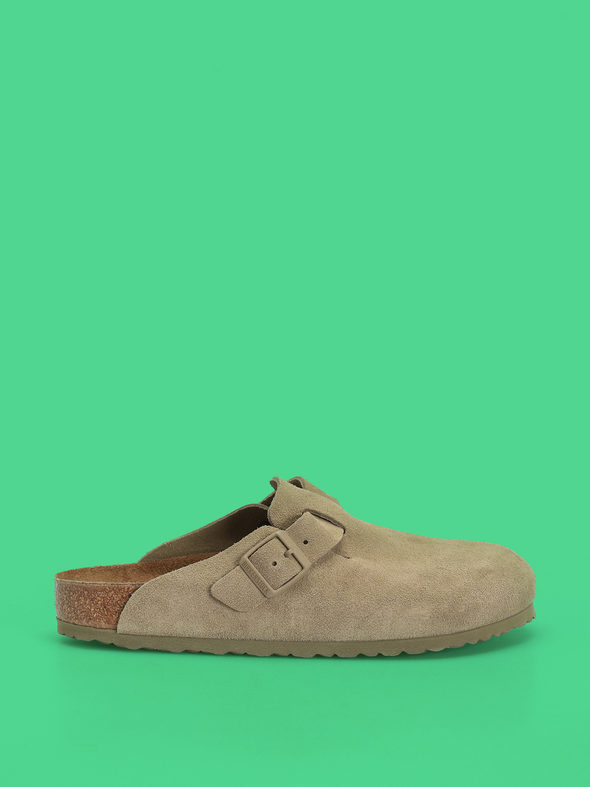 Plážovky Birkenstock Boston Suede Leather Regular (faded khaki)