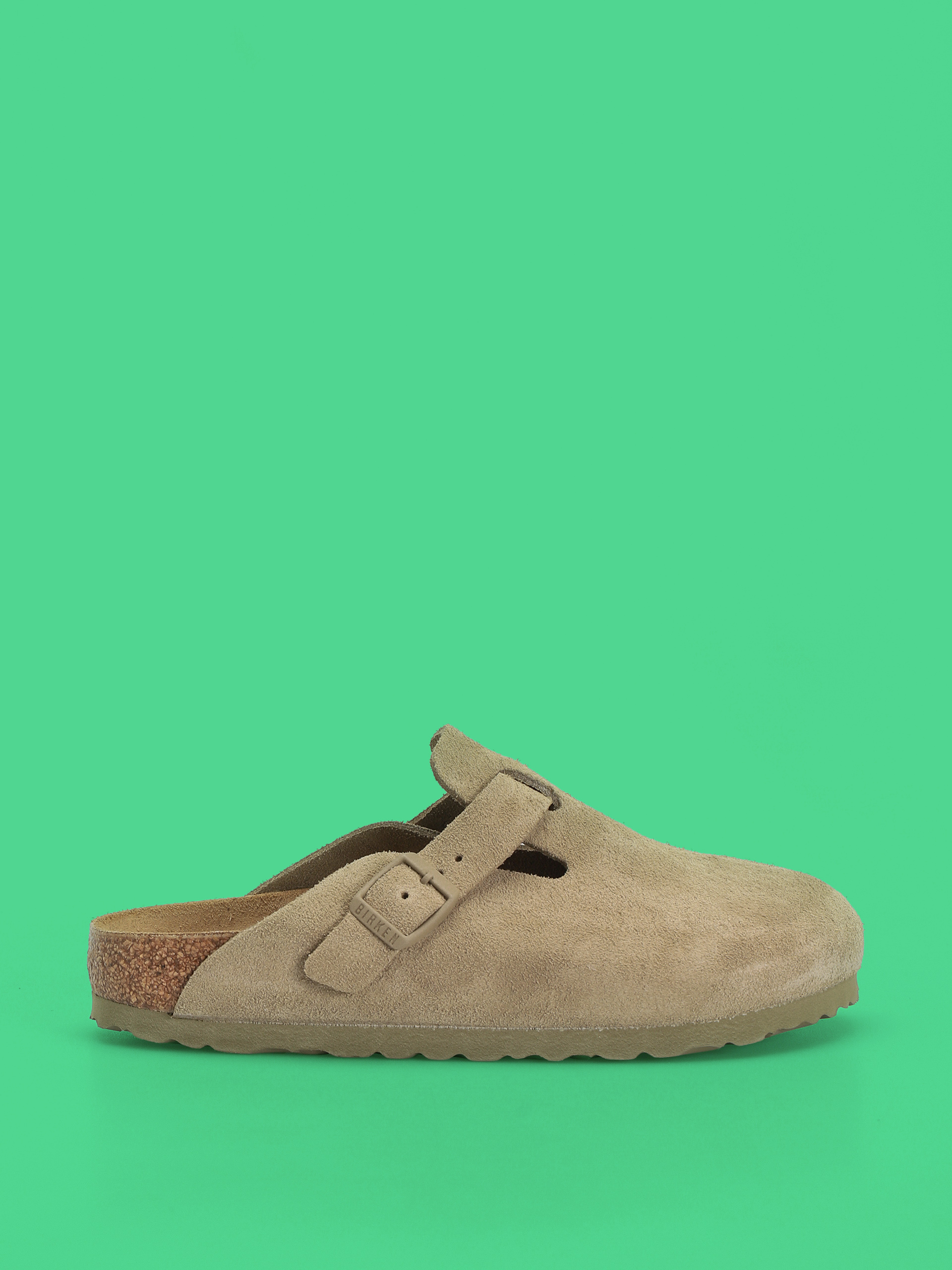 Plážovky Birkenstock Boston Suede Leather Narrow Wmn (faded khaki)