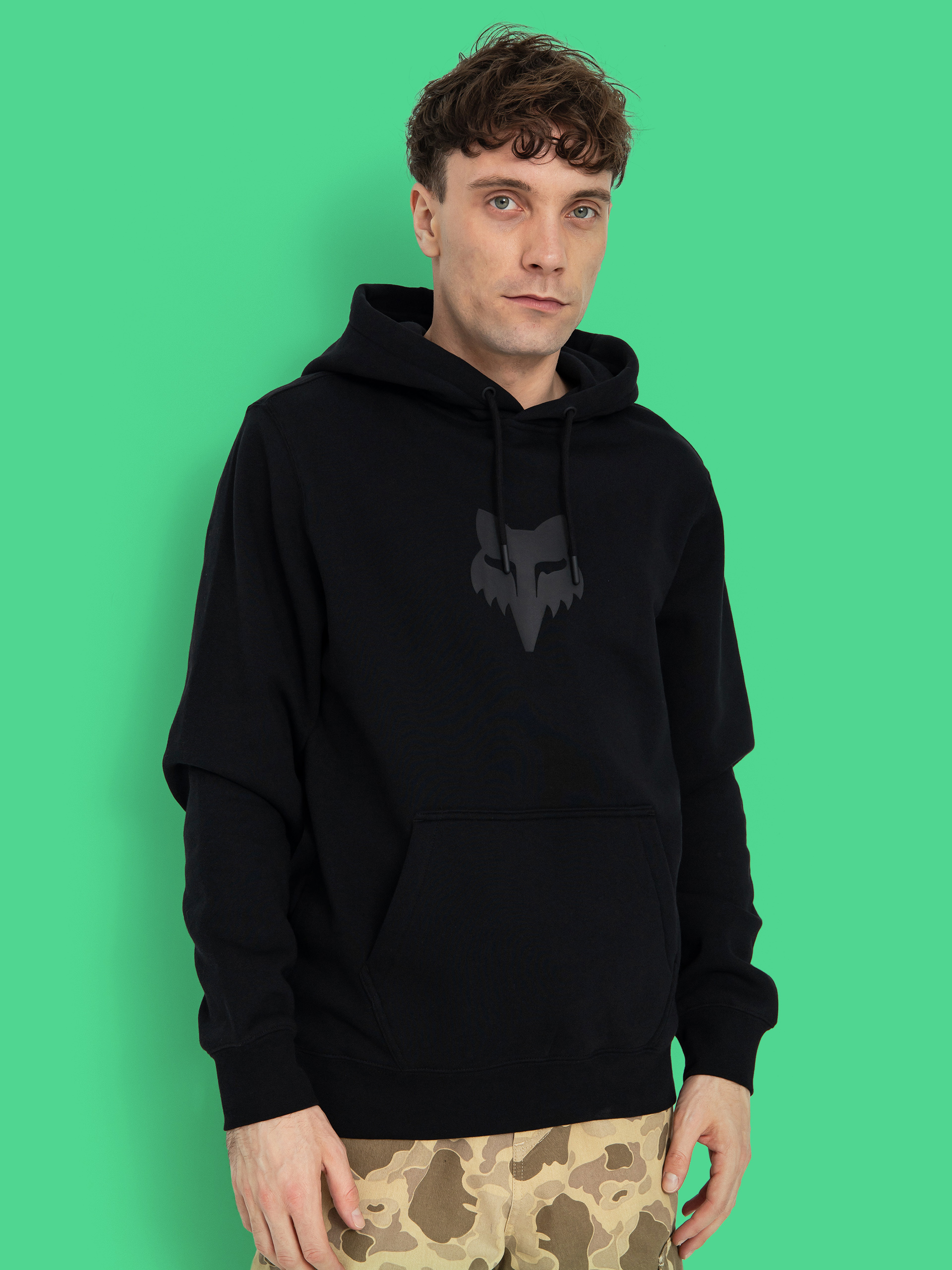 Mikina s kapucí Fox Fox Head HD (black/black)