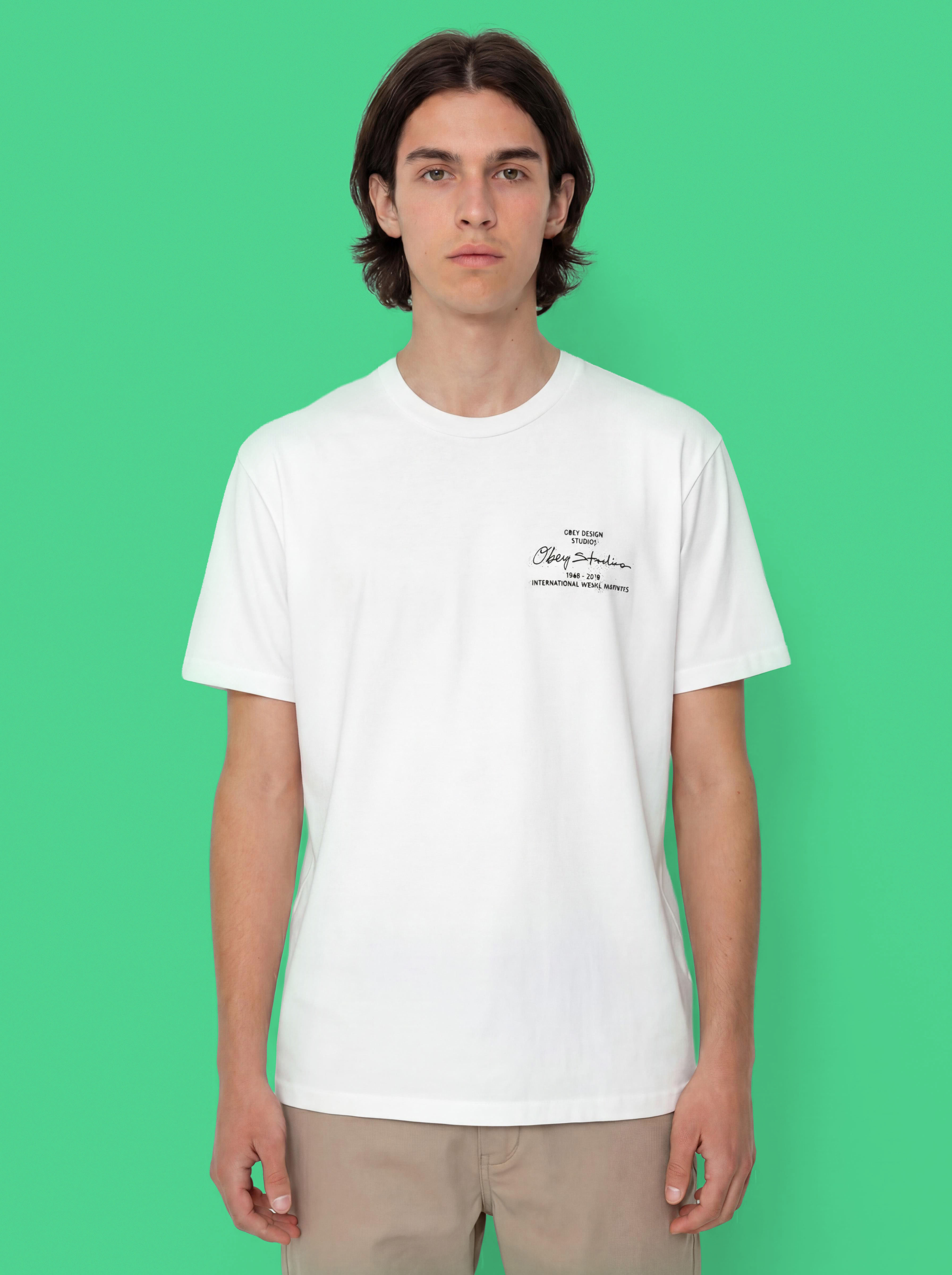 Tričko OBEY Institute (pigment vintage white)