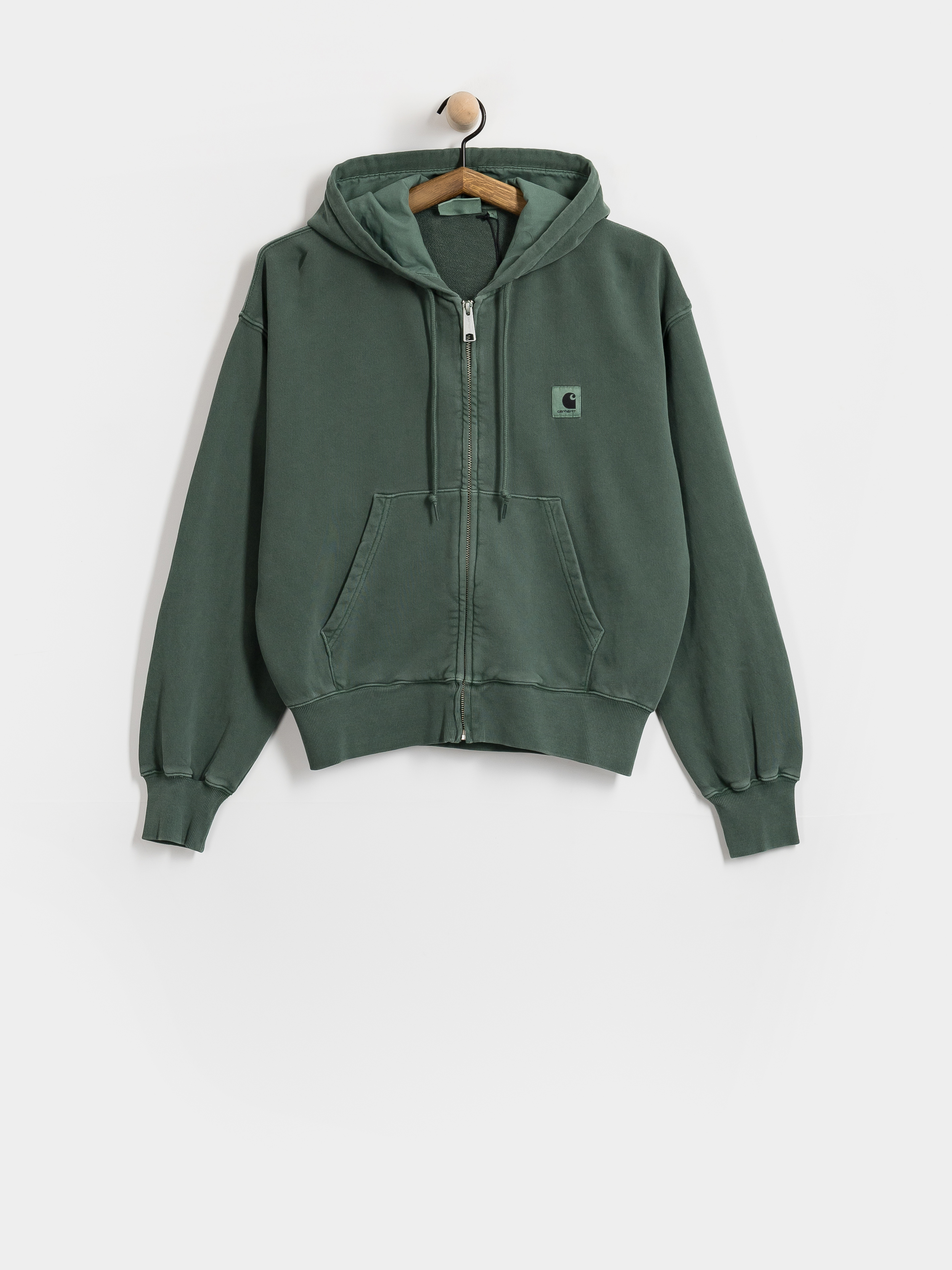 Mikina s kapucí Carhartt WIP Nelson ZHD Wmn (dark scarab/garment dyed)
