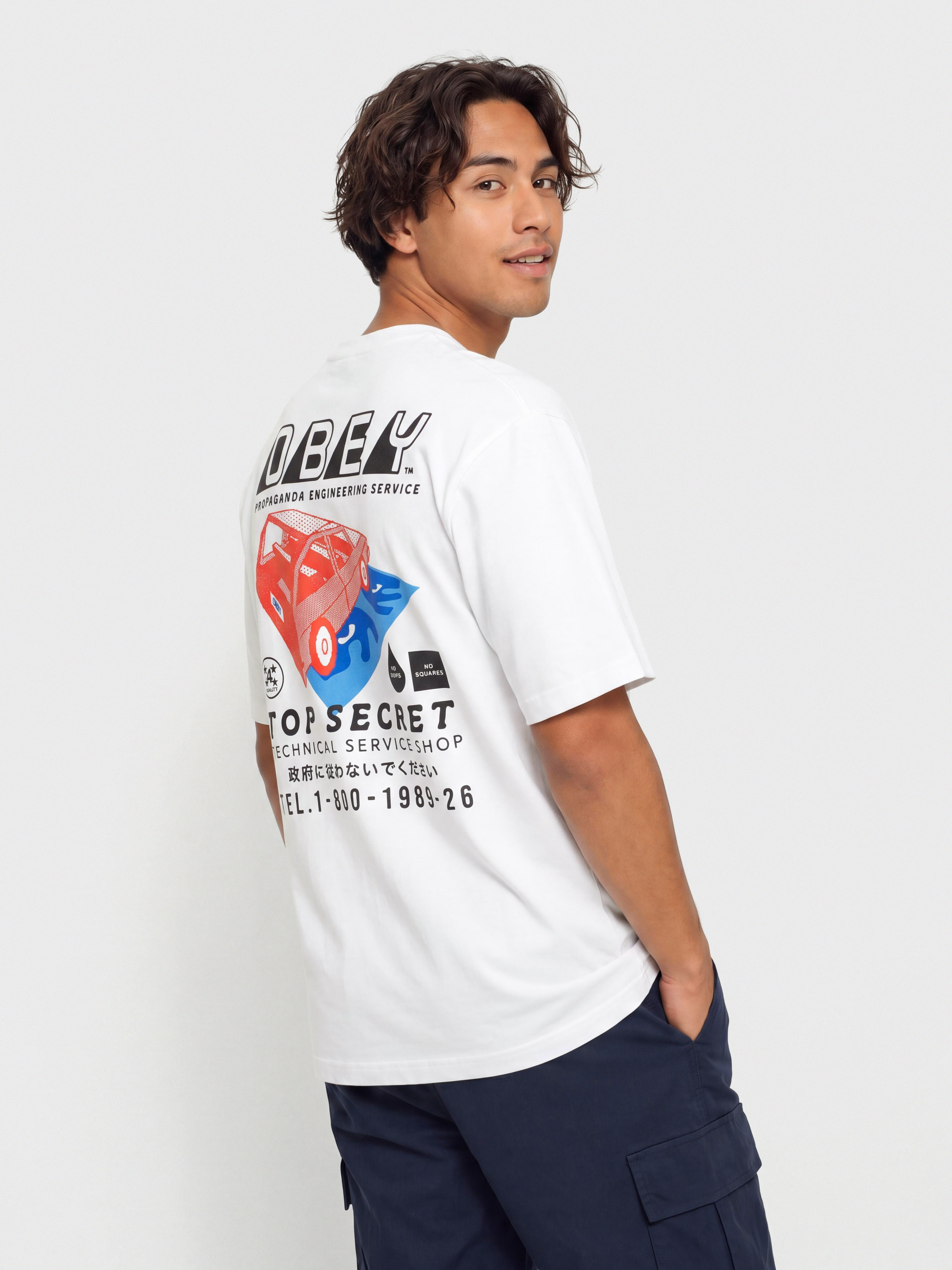 Tričko OBEY Top Secret (white)