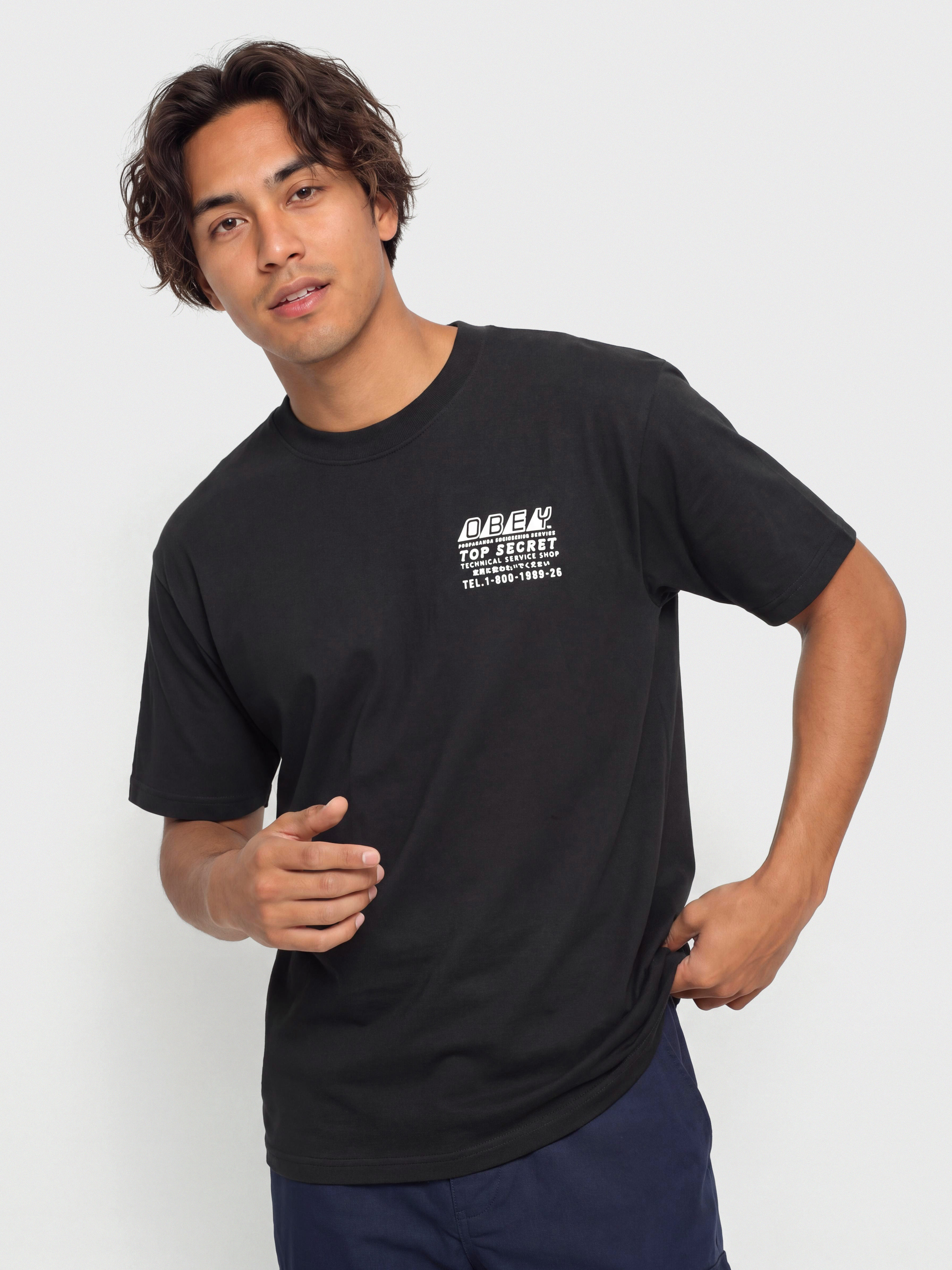 Tričko OBEY Top Secret (vintage black)