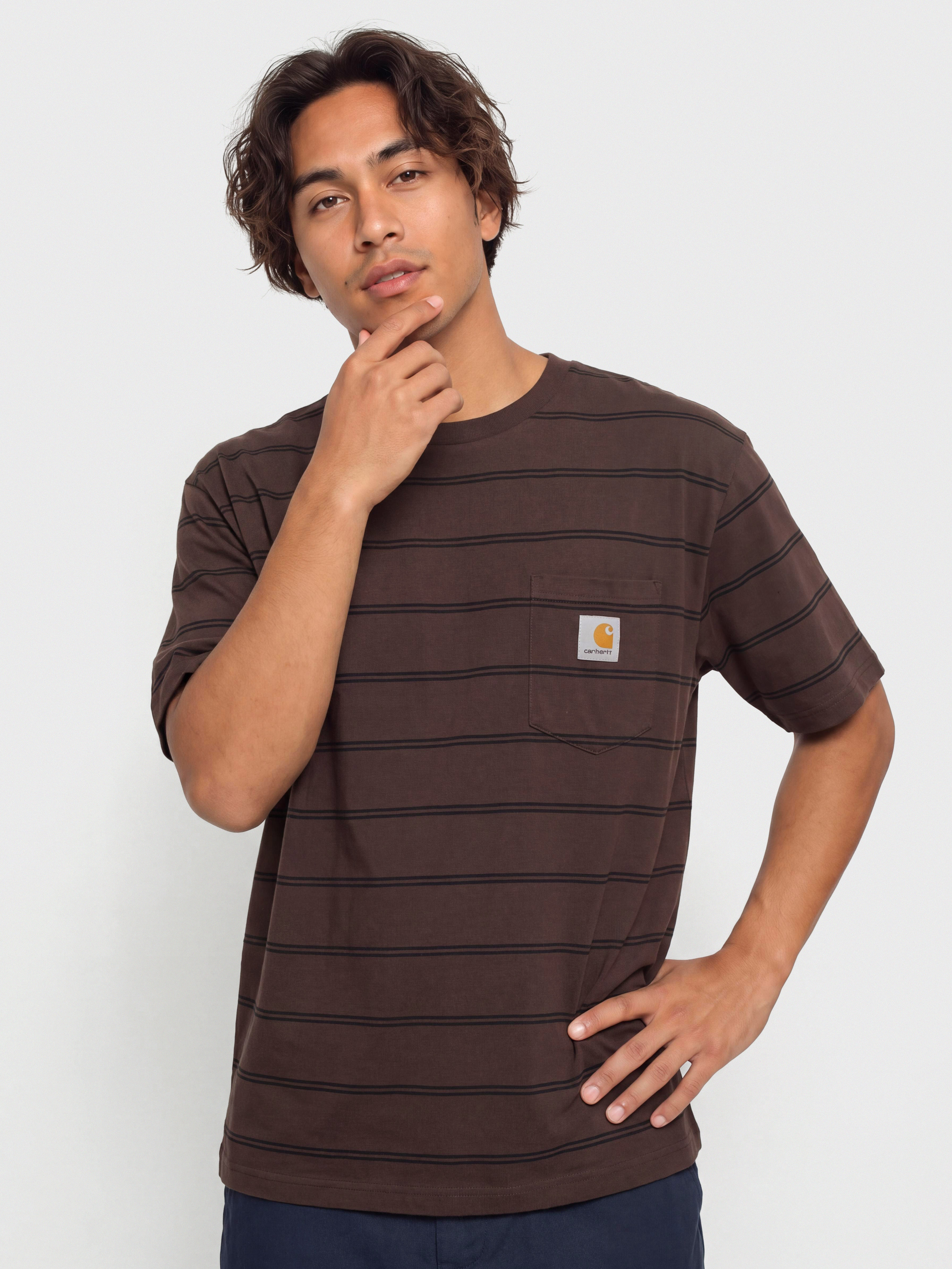 Tričko Carhartt WIP Cardona Pocket (cardona stripe natural/palisander/garment dyed)