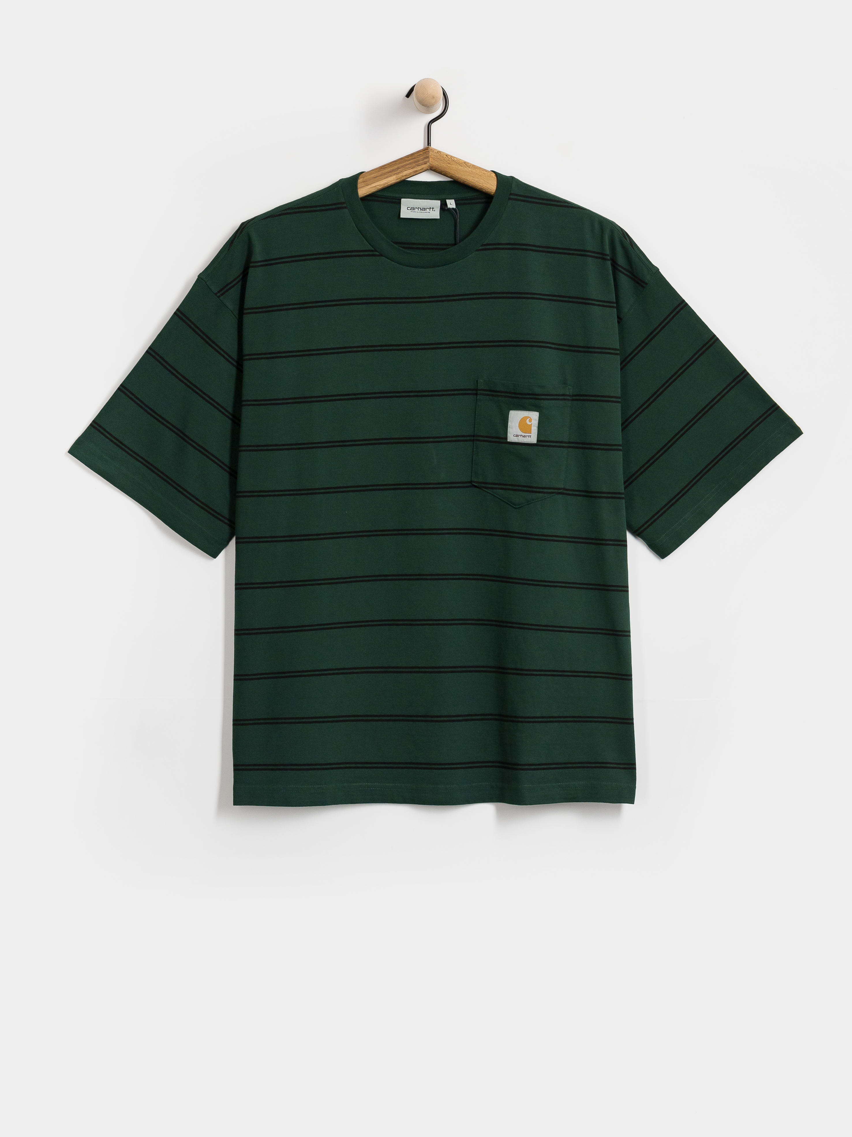 Tričko Carhartt WIP Cardona Pocket (cardona stripe natural/dark scarab/garment dyed)