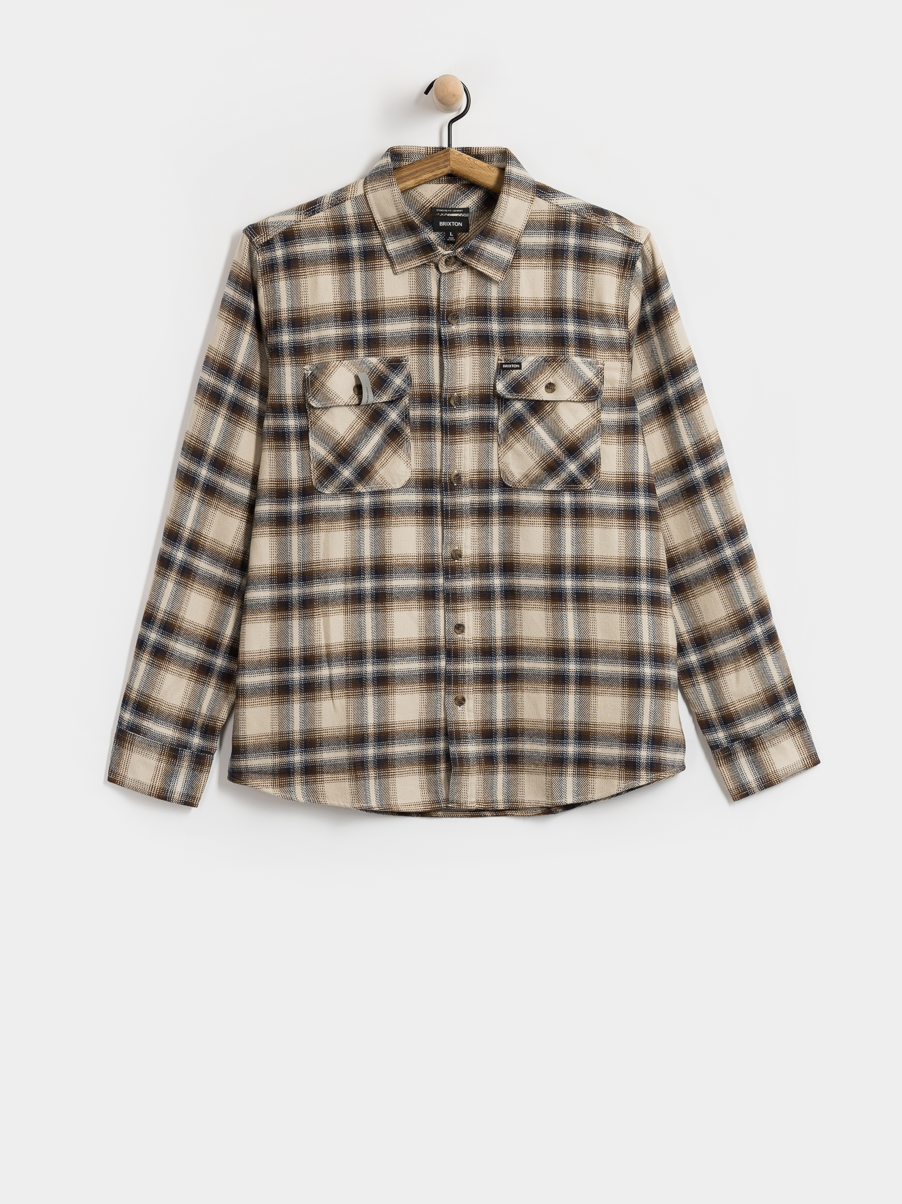 Kou0161ile Brixton Bowery Flannel Ls (soft brown plaid)