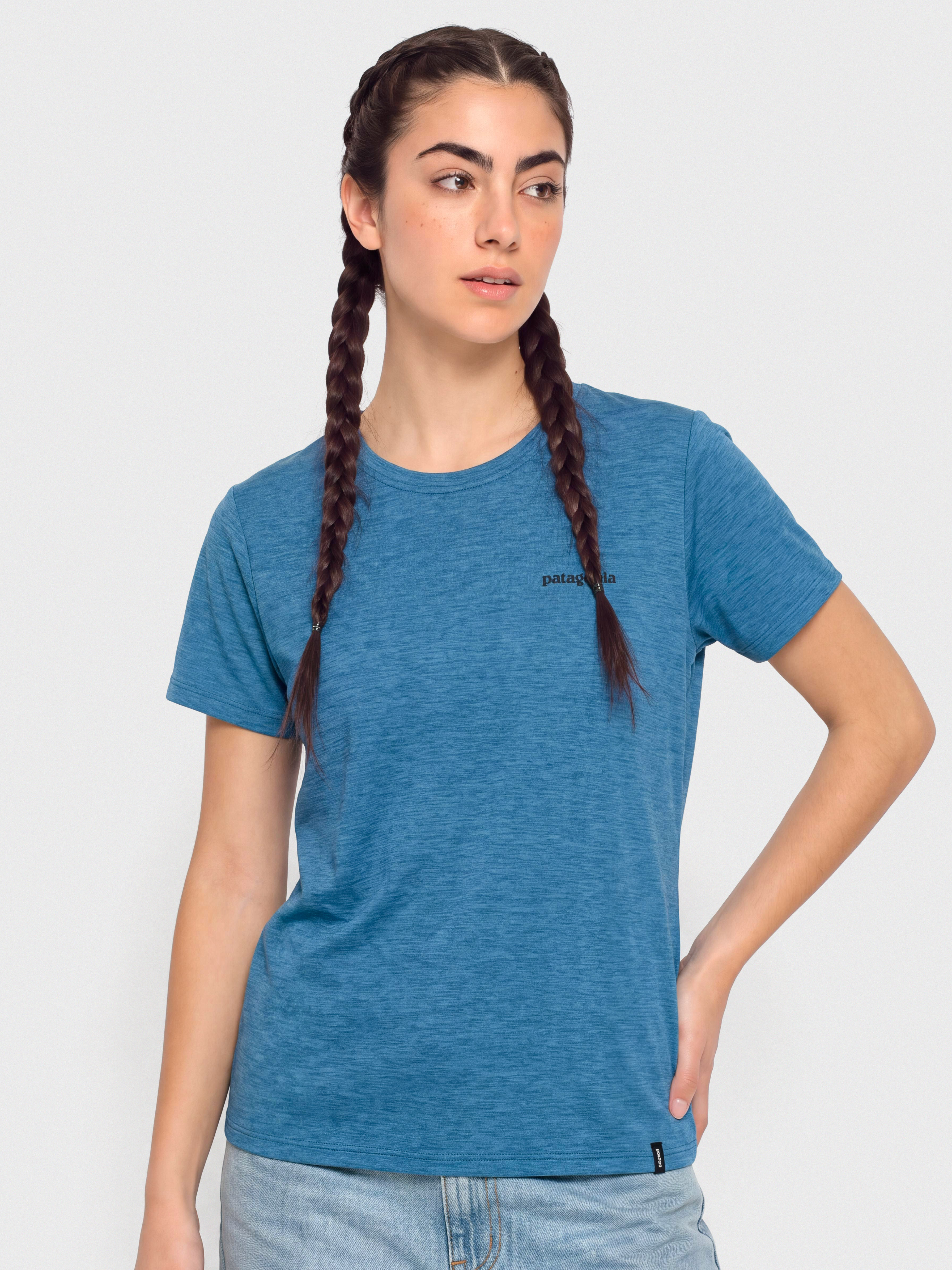 Tričko Patagonia Cap Cool Daily Boardshort Logo Wmn (aquatic blue light aquatic blue x dye)