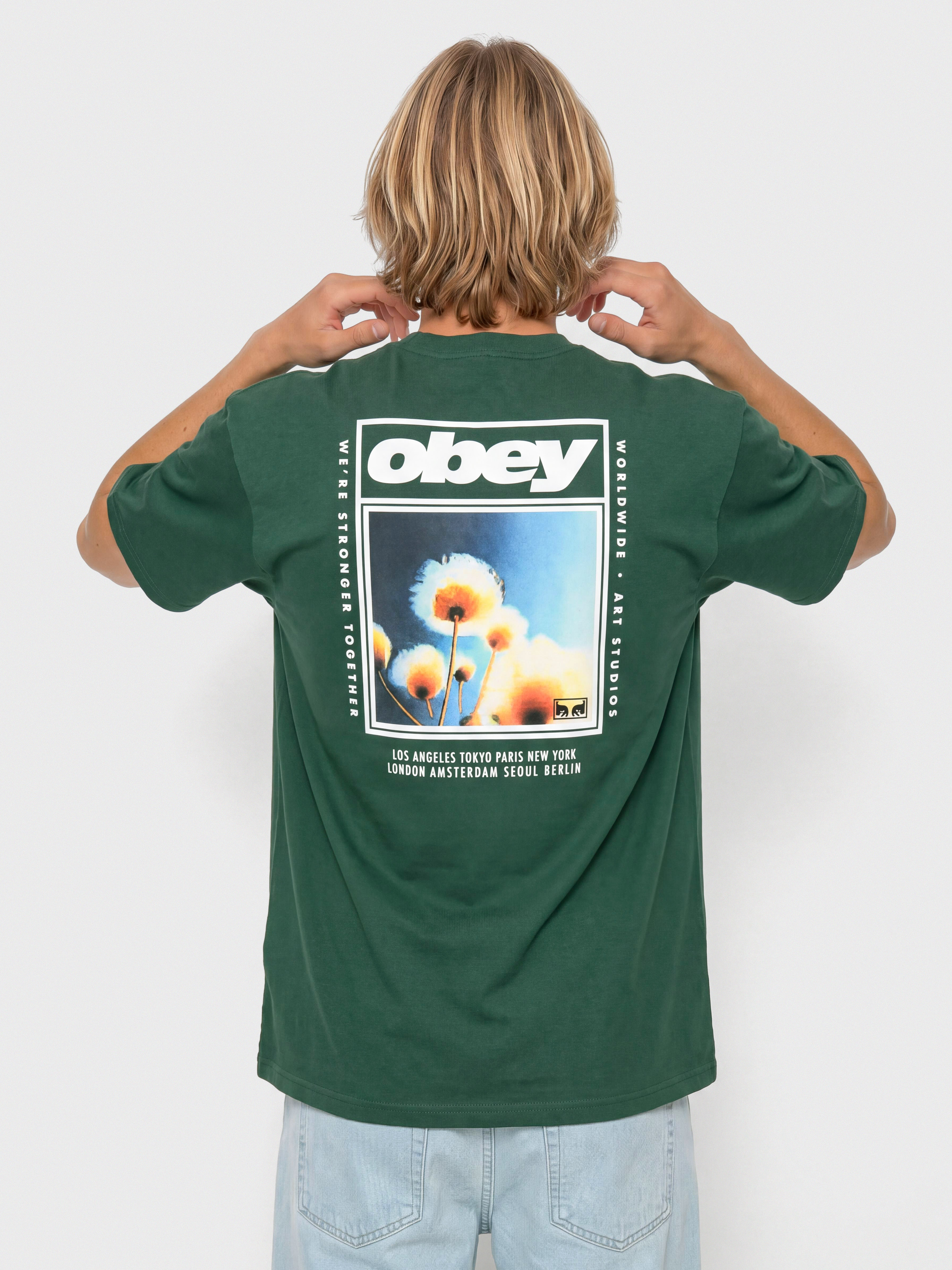 Tričko OBEY Stronger Together (rainforest)