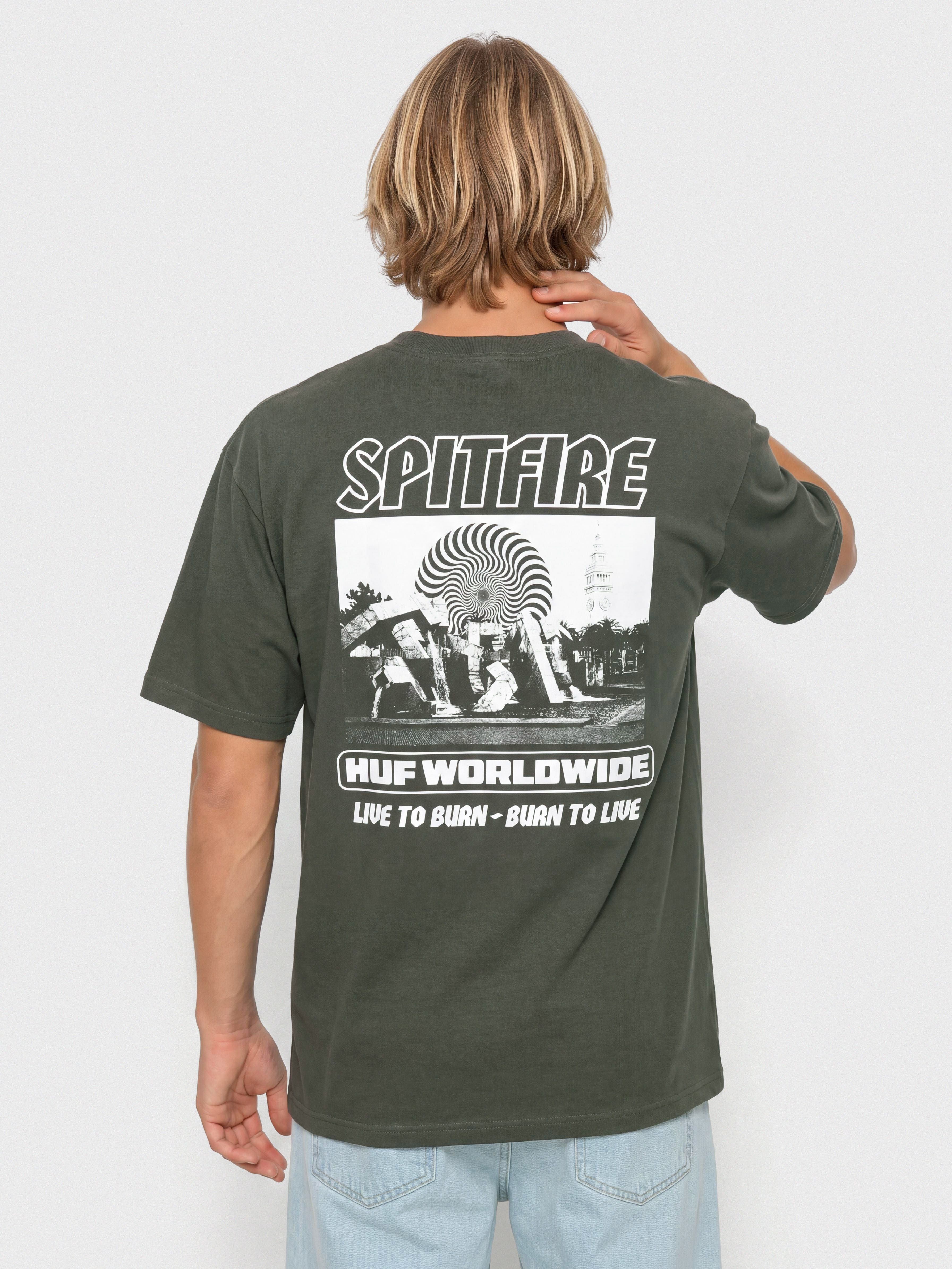 Tričko HUF X Spitfire Burn (washed black)