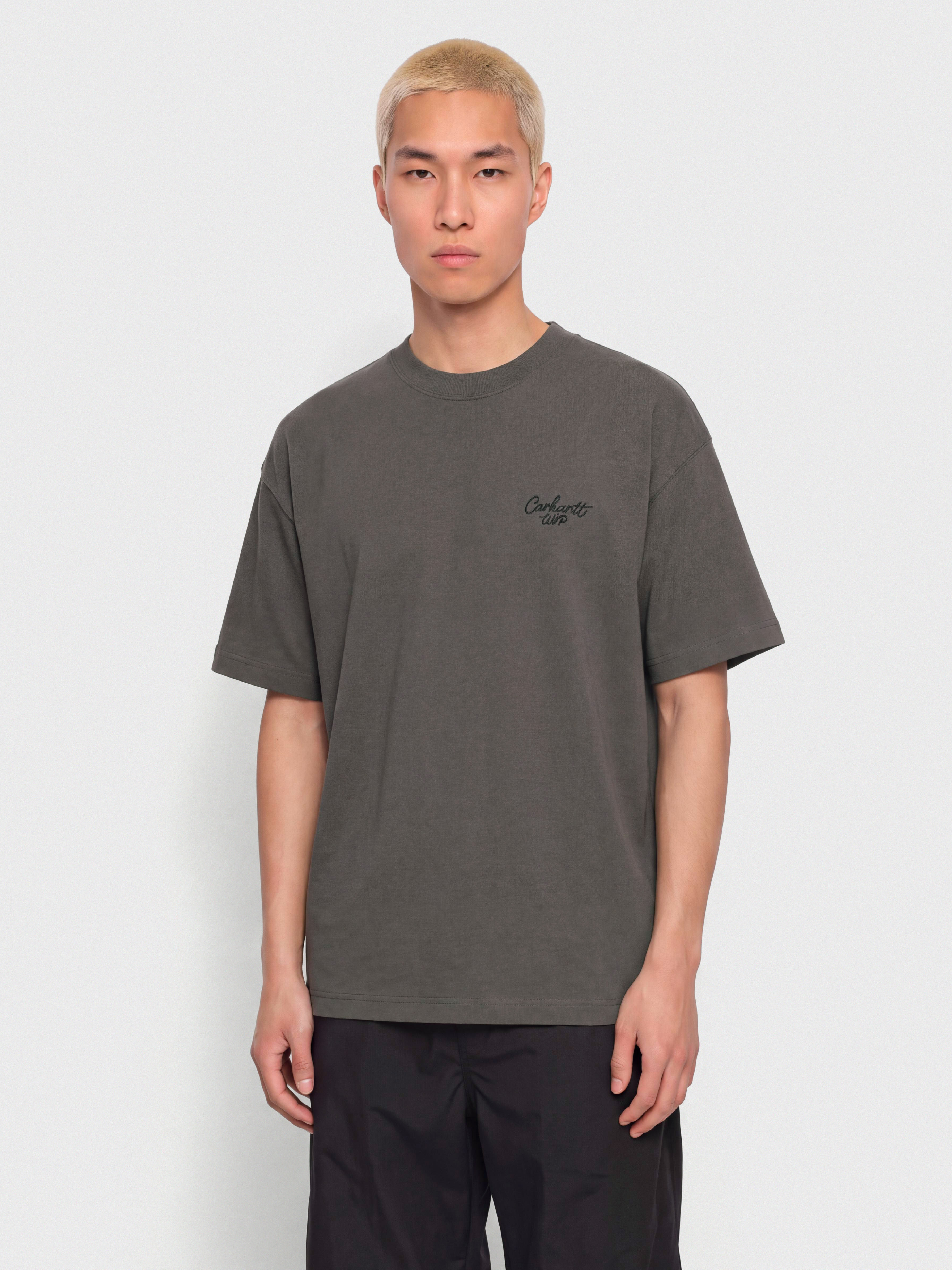 Tričko Carhartt WIP Signature Script (graphite/dark scarab)