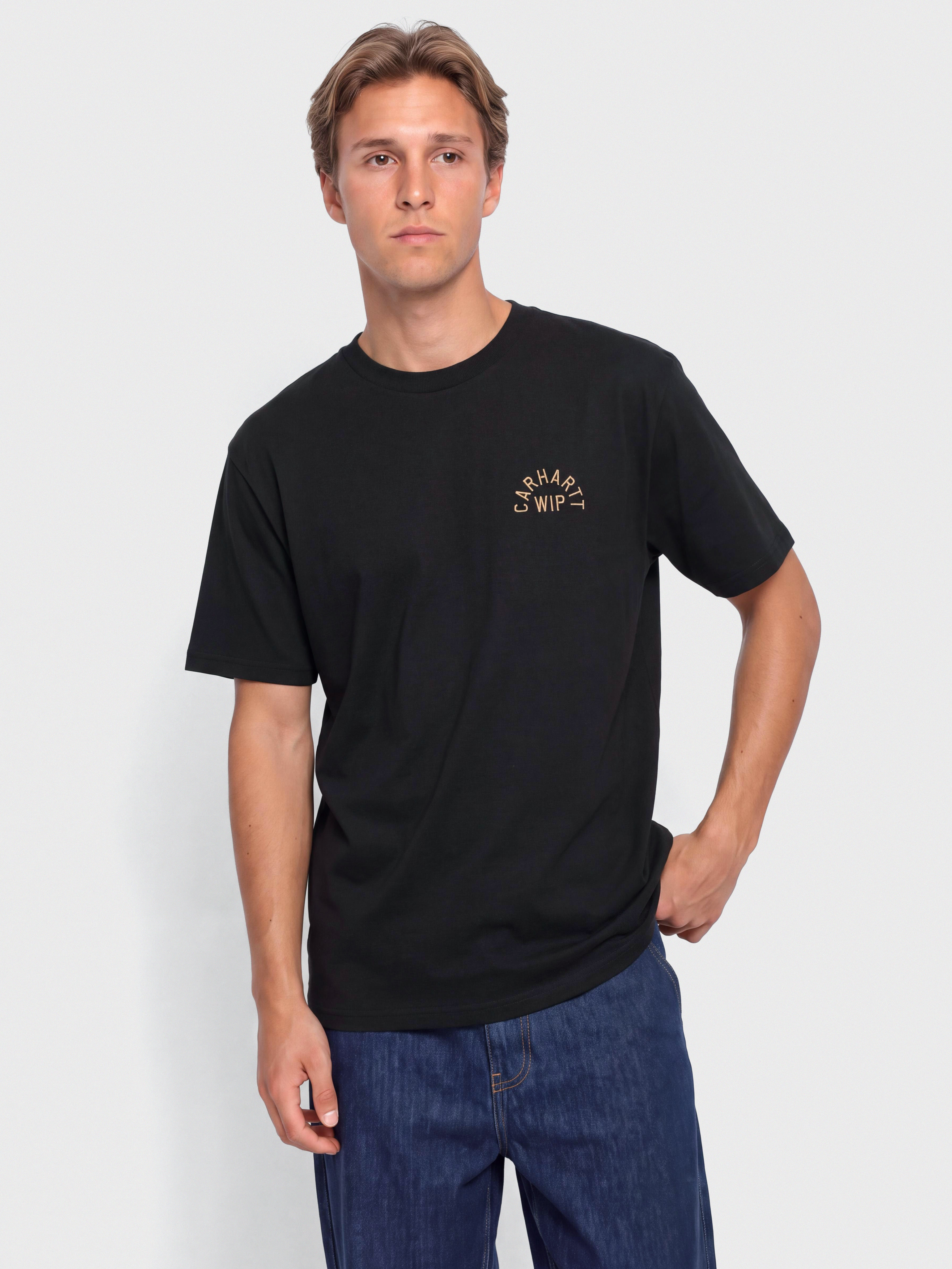Tričko Carhartt WIP Arch Script (black/wip h brown)