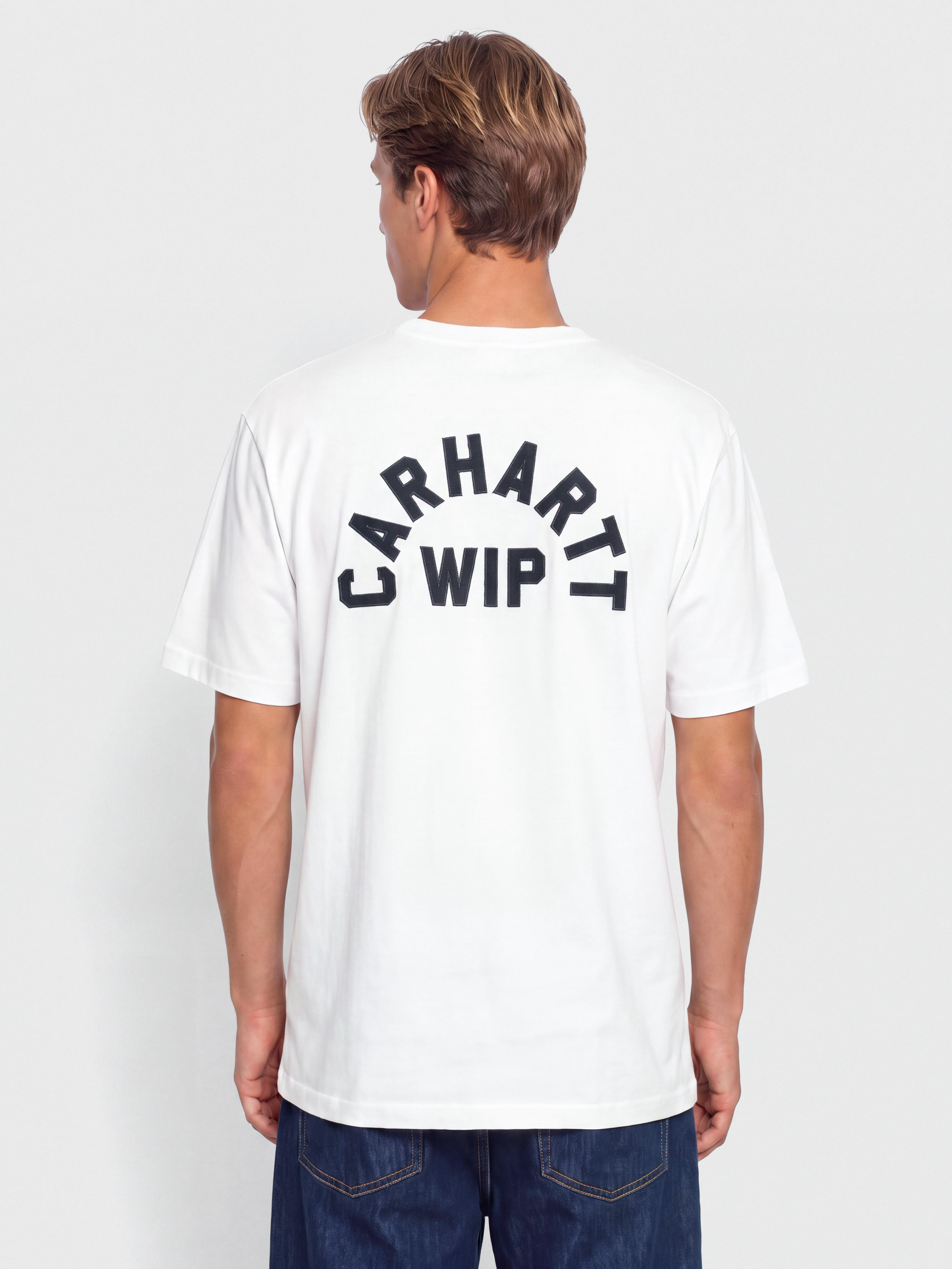 Tričko Carhartt WIP Arch Script (white/dark navy)