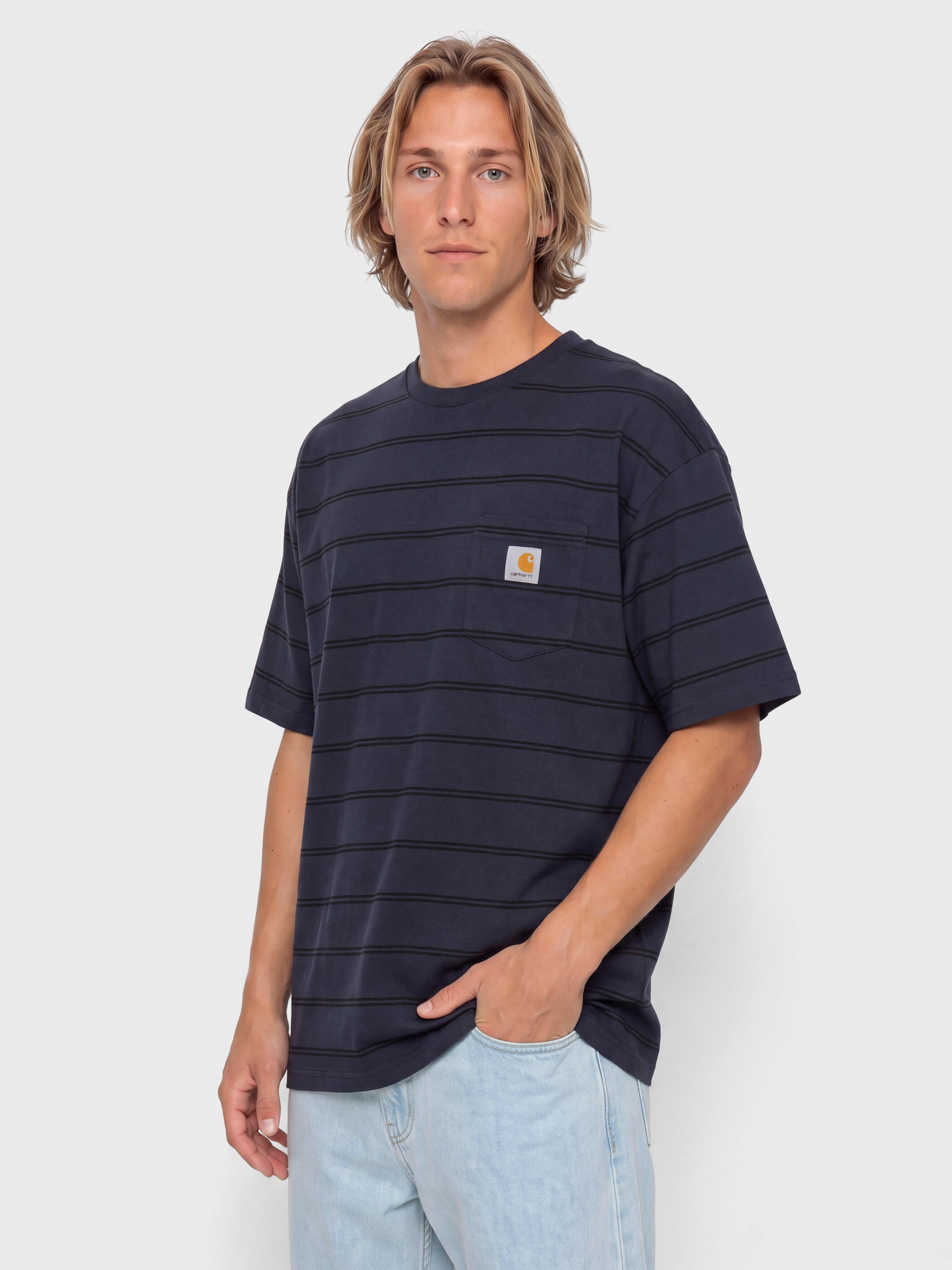 Tričko Carhartt WIP Cardona Pocket (cardona stripe natural/dark navy/garment dyed)