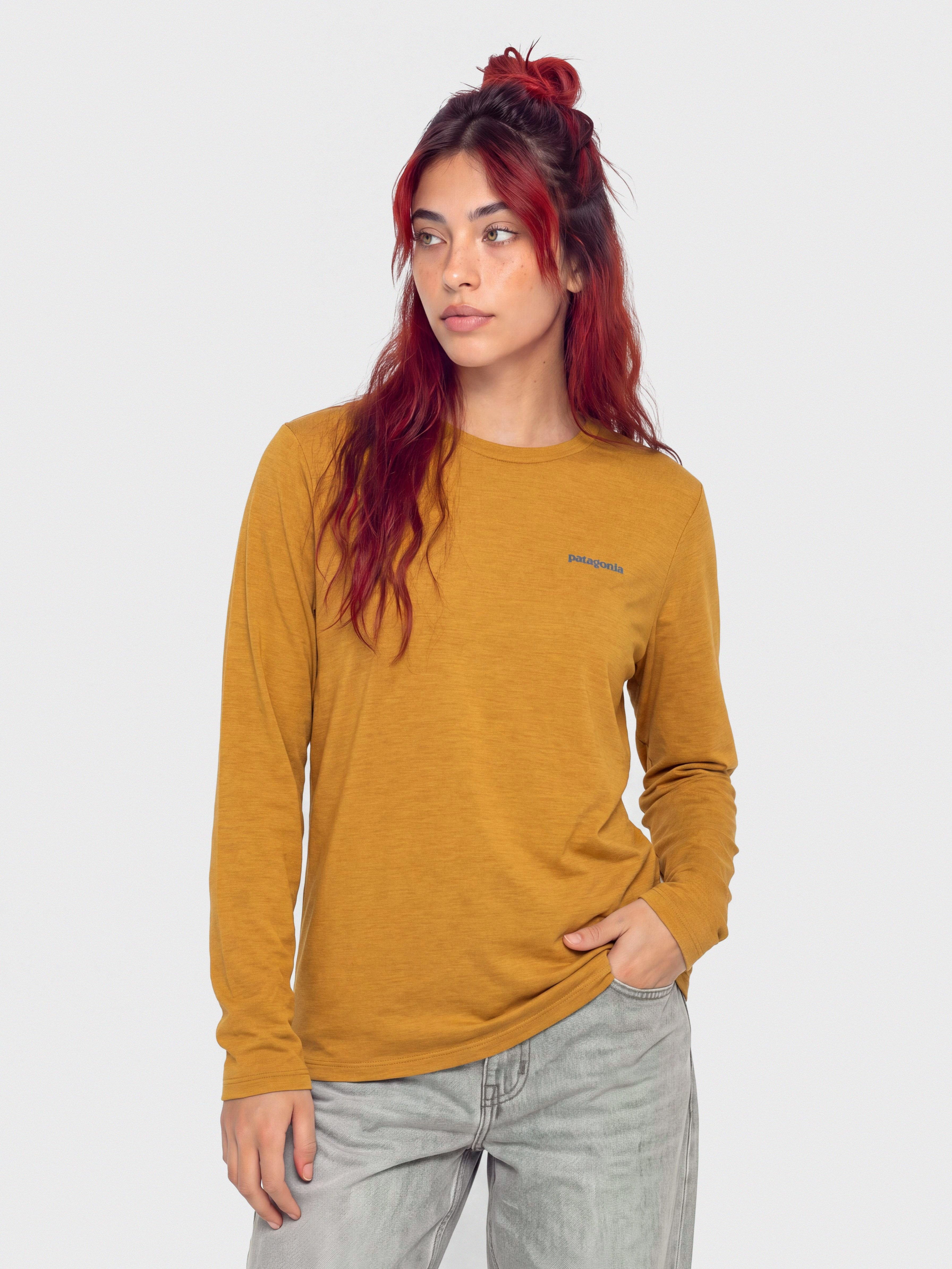 Triko Patagonia Cap Cool Daily Boardshort Logo Wmn (cinnamon brown dark cinnamon brown x dye)