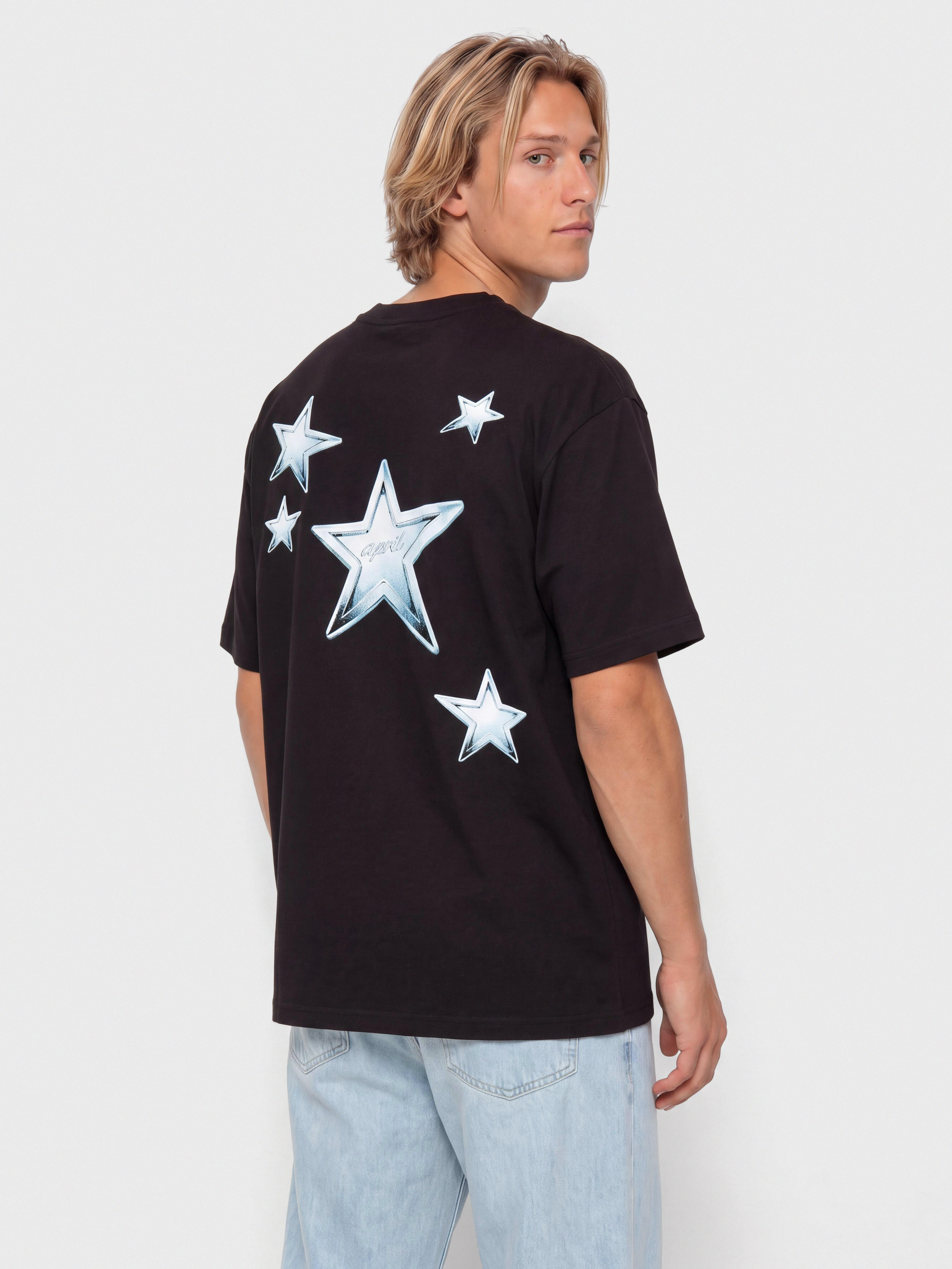 Tričko April Skateboards Stars (black)