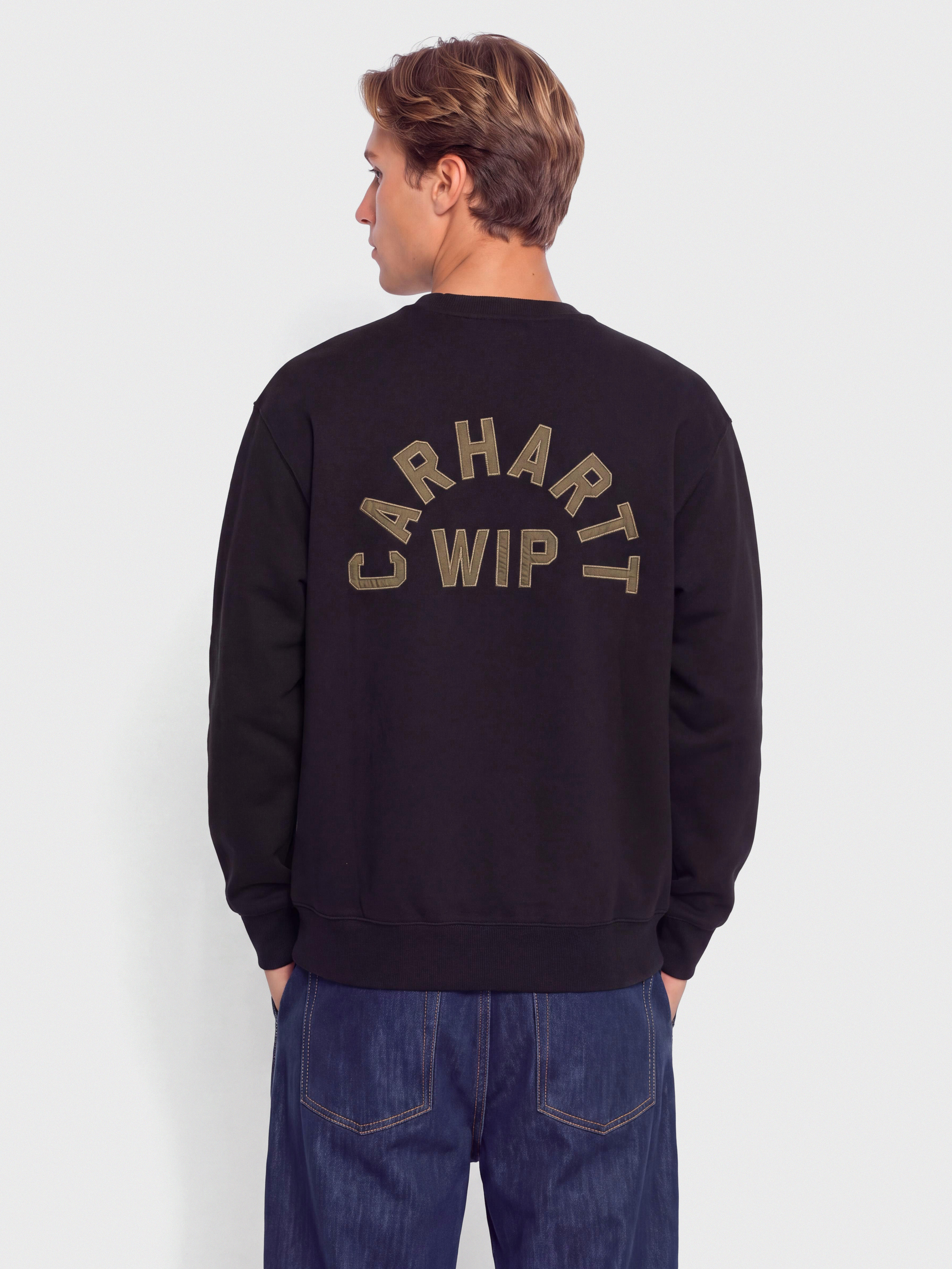 Mikina Carhartt WIP Arch Script (black/hamilton brown/stone washed)