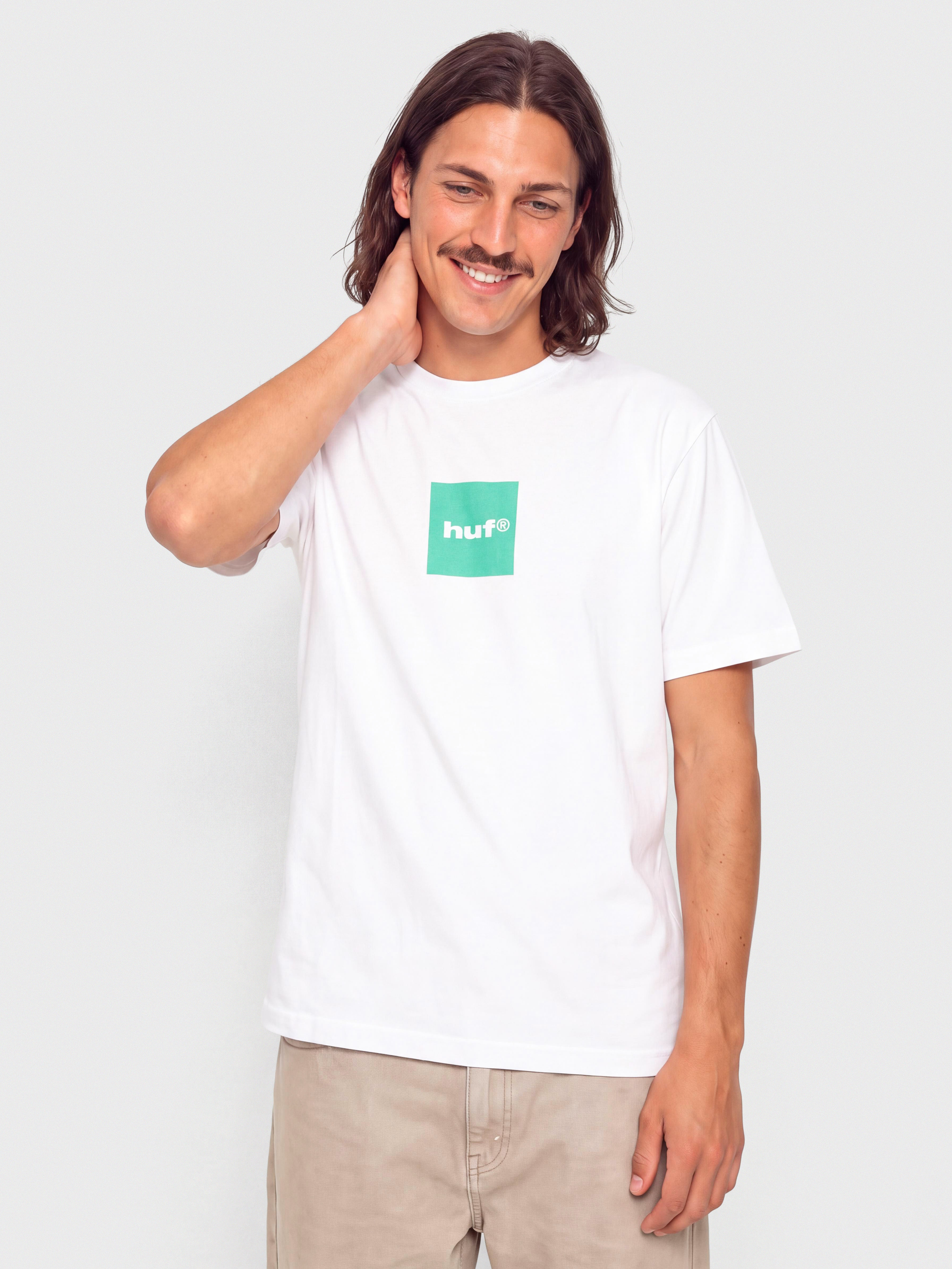 Tričko HUF Box Logo (white teal)