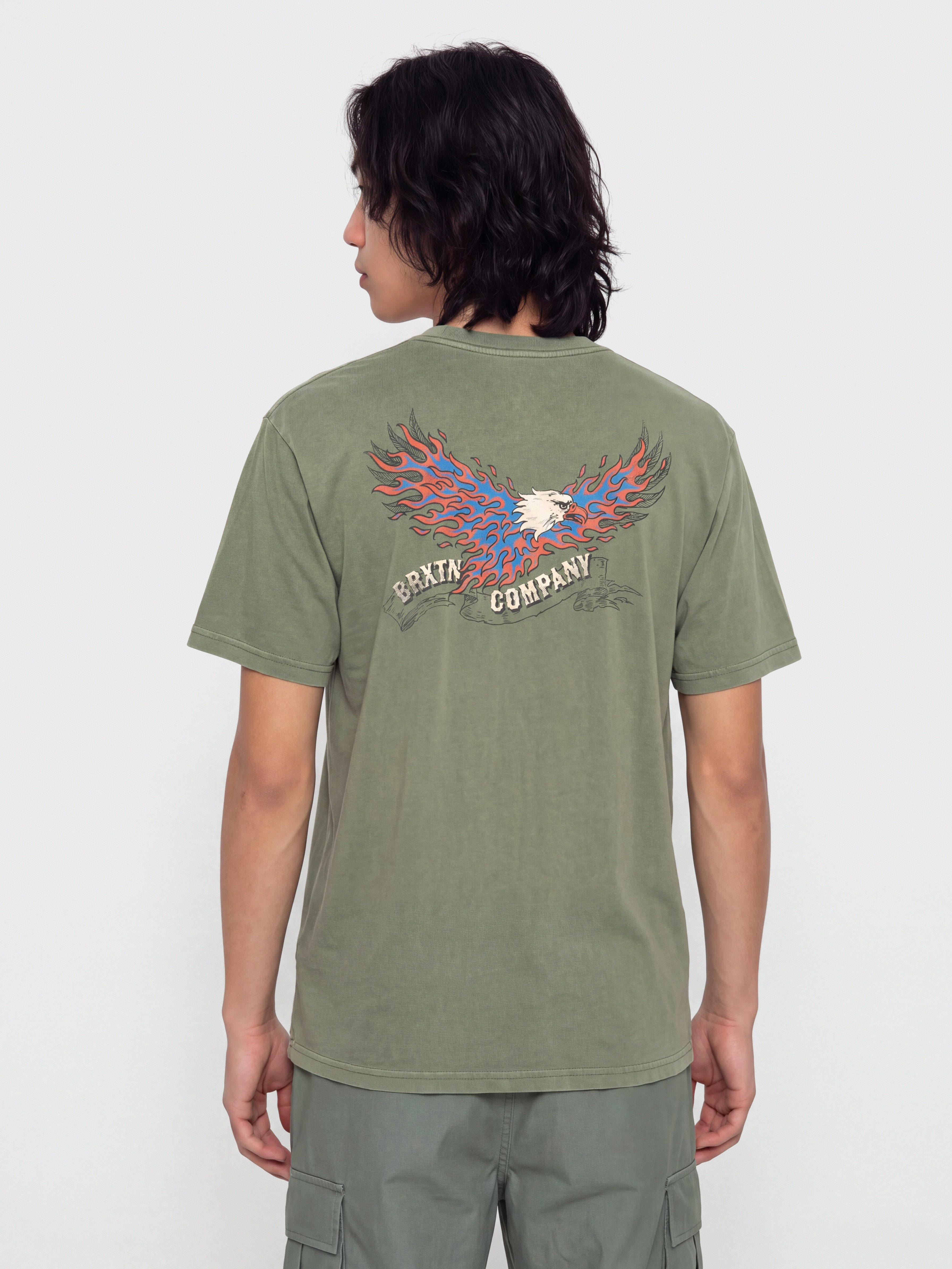 Tričko Brixton Blazing Stnd (olive surplus worn wash)