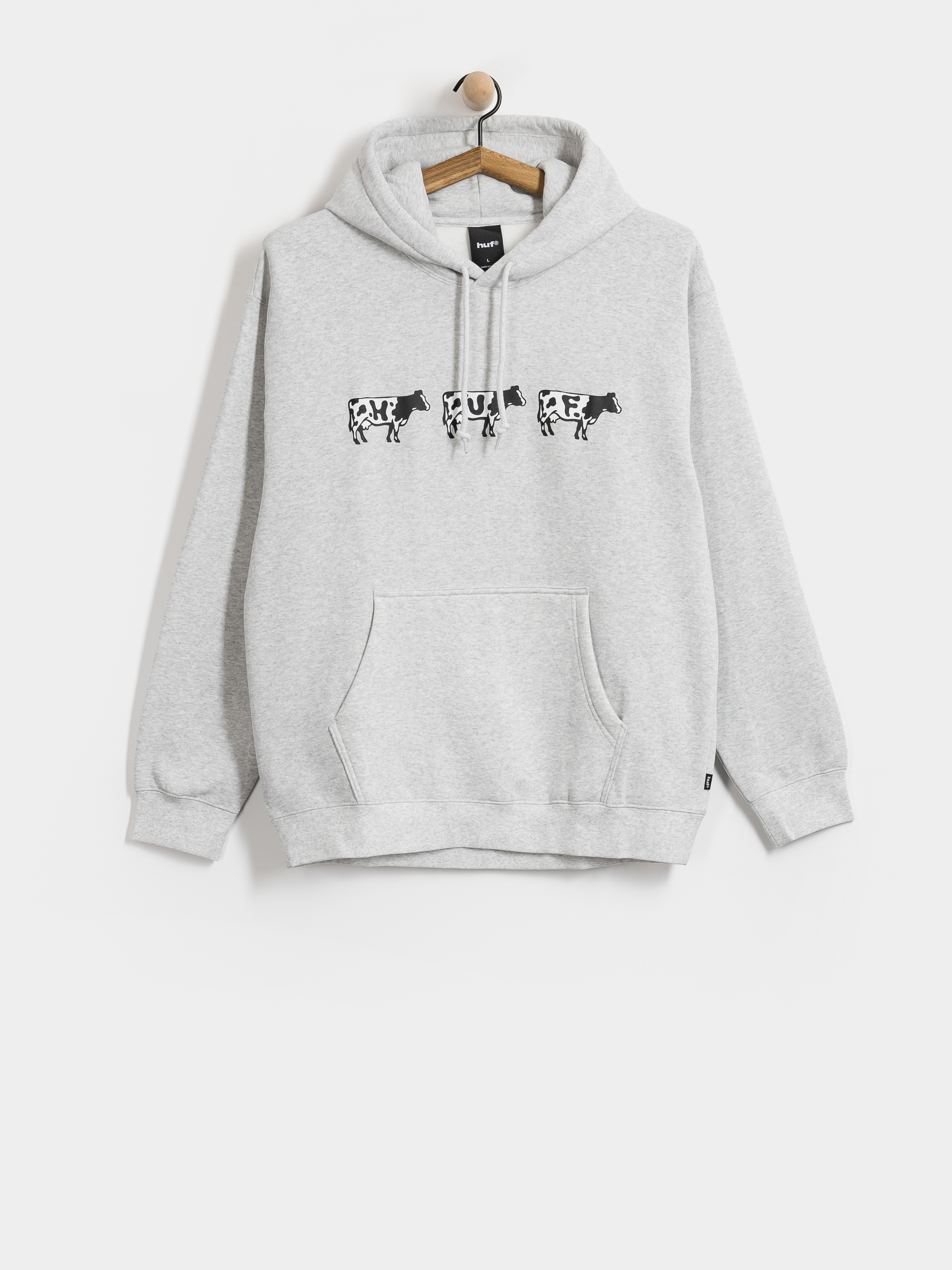 Mikina s kapucí HUF Moo HD (heather grey)